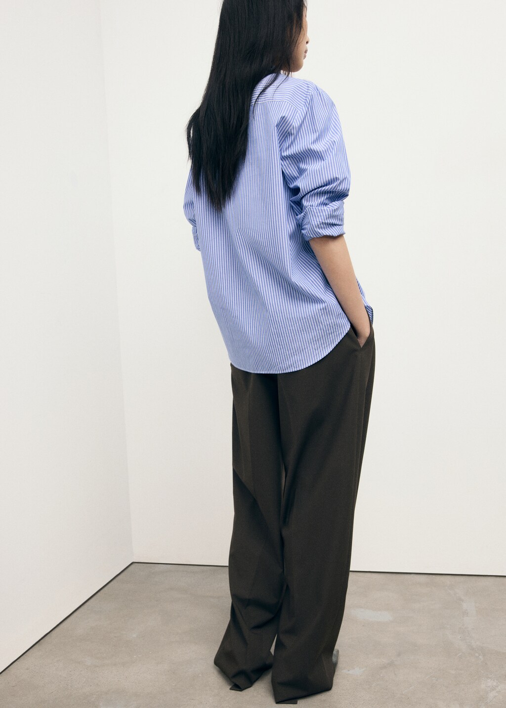 Cotton and lyocell blend straight shirt