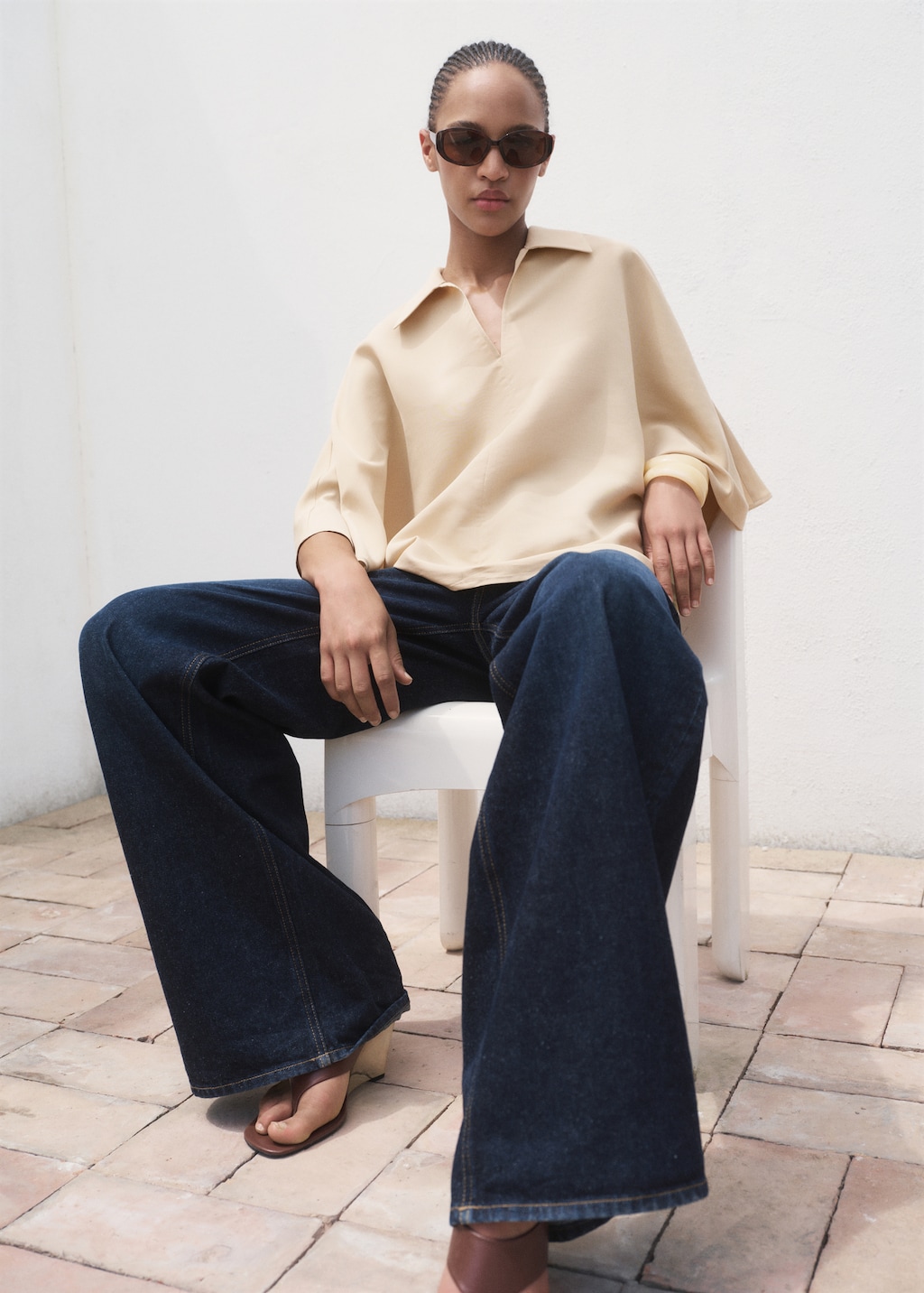 Oversized three-quarter sleeve shirt