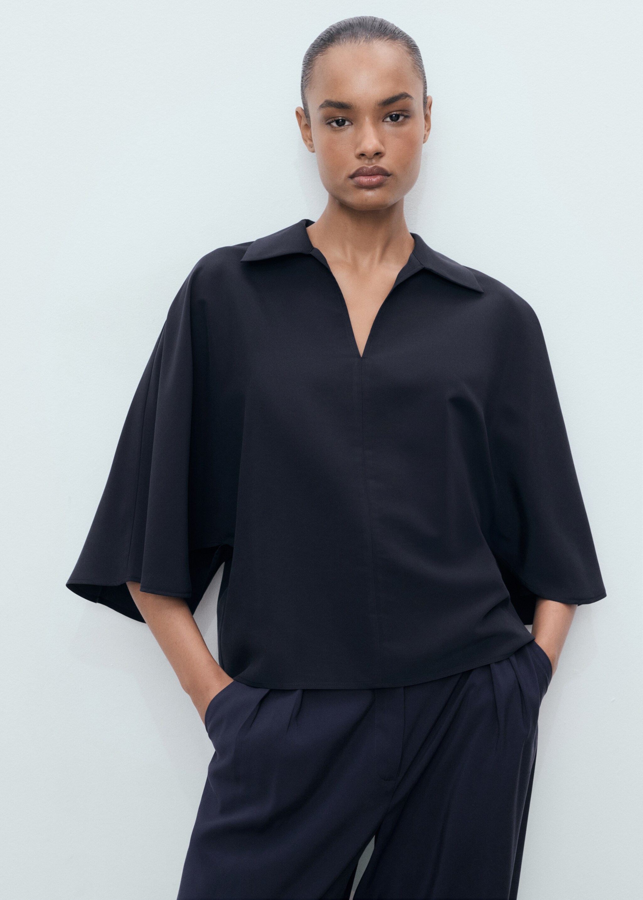 เสื้อยืดแขนสามส่วนทรงโอเวอร์ไซส์ - เครื่องบินขนาดกลาง