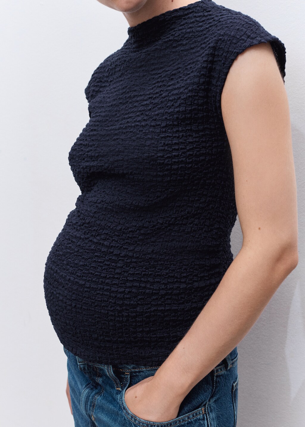 Mango Crêpe cotton maternity top