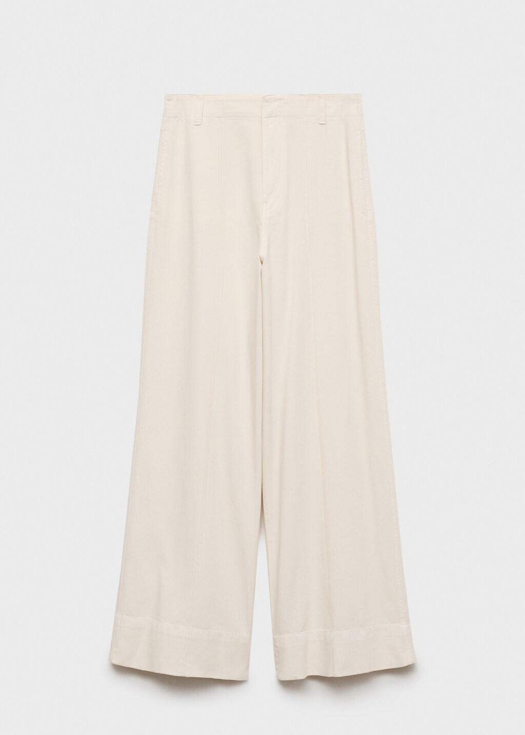 Wide leg denim pants with stitching - image 2