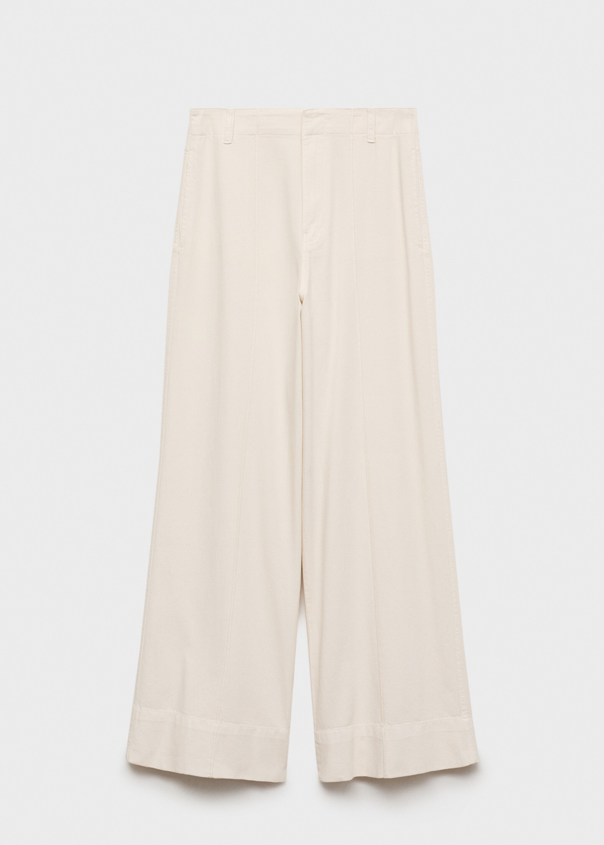 Wide leg denim pants with stitching - Article without model, Ecru. Ref: 17014103-00.