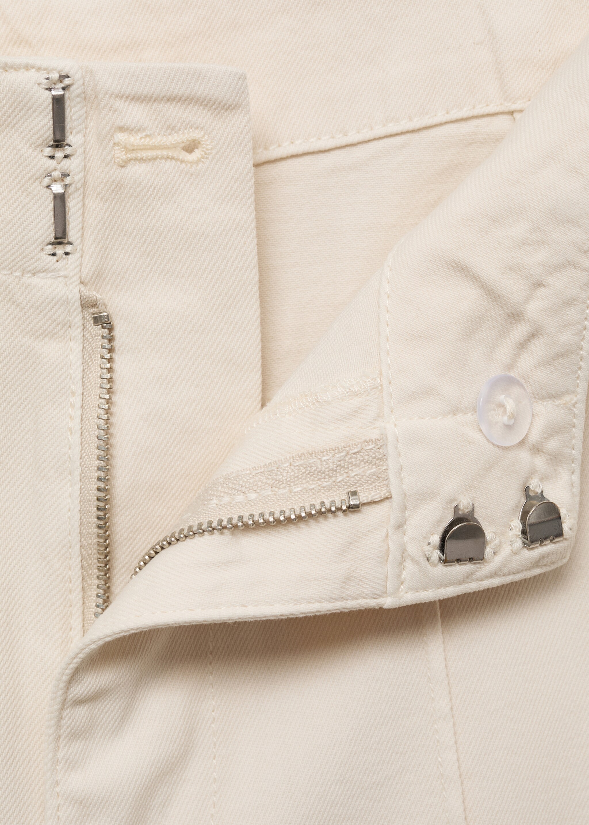 Wide leg denim pants with stitching - Details of the article 0, Ecru. Ref: 17014103-00.
