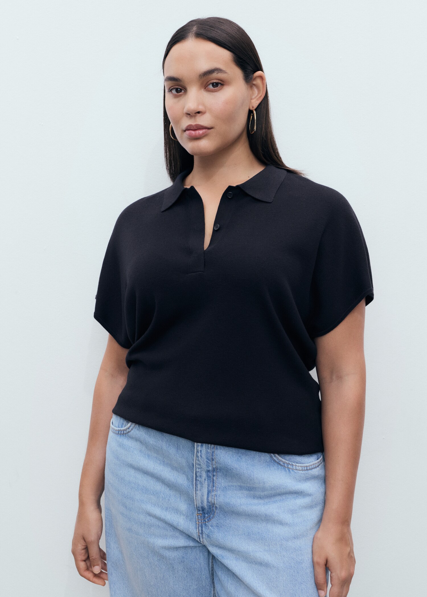 Short-sleeved polo-neck sweater - Details of the article 5