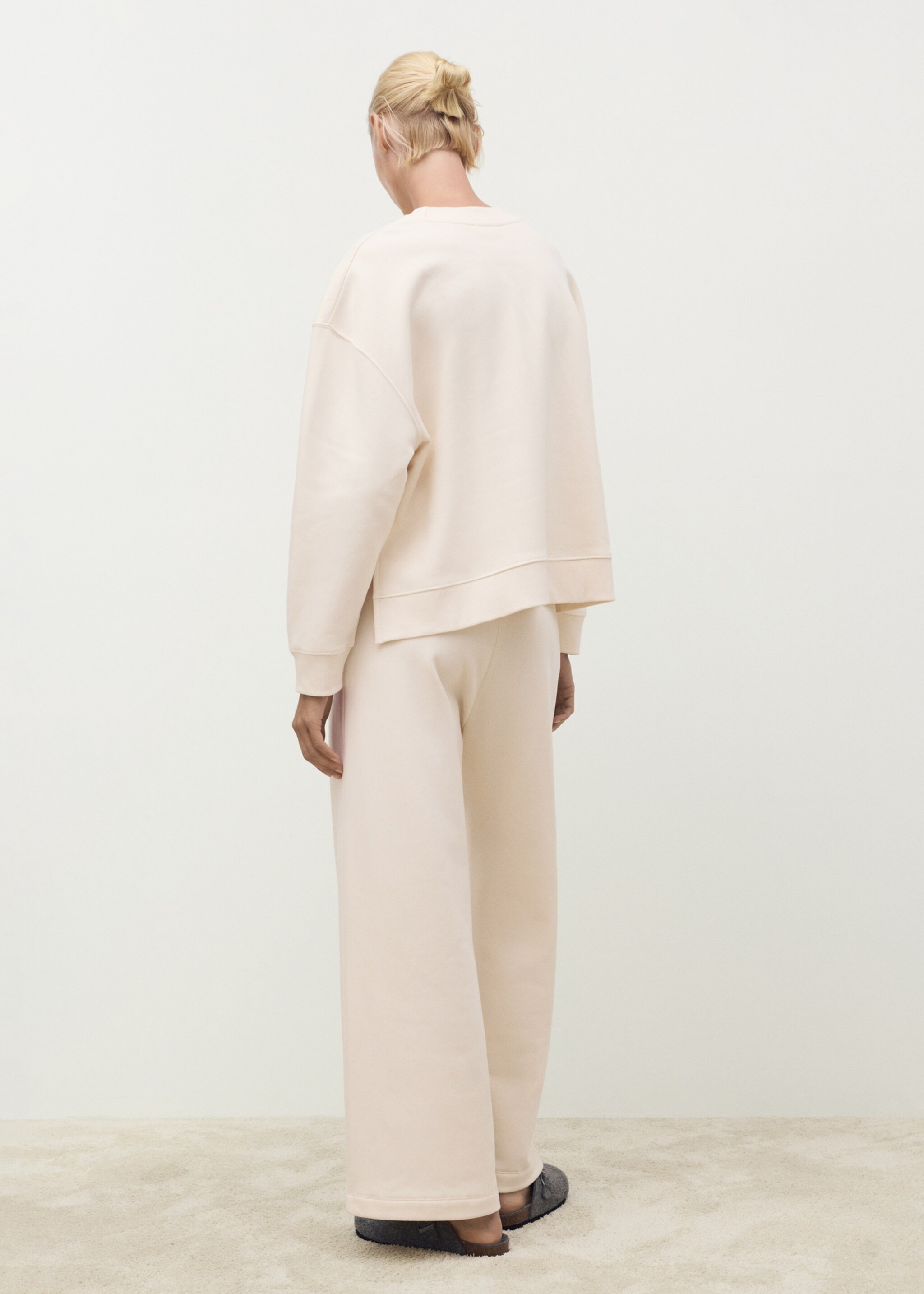 Fluid long cotton trousers - Reverse of the article, Vanilla. Ref: 17014108-00.