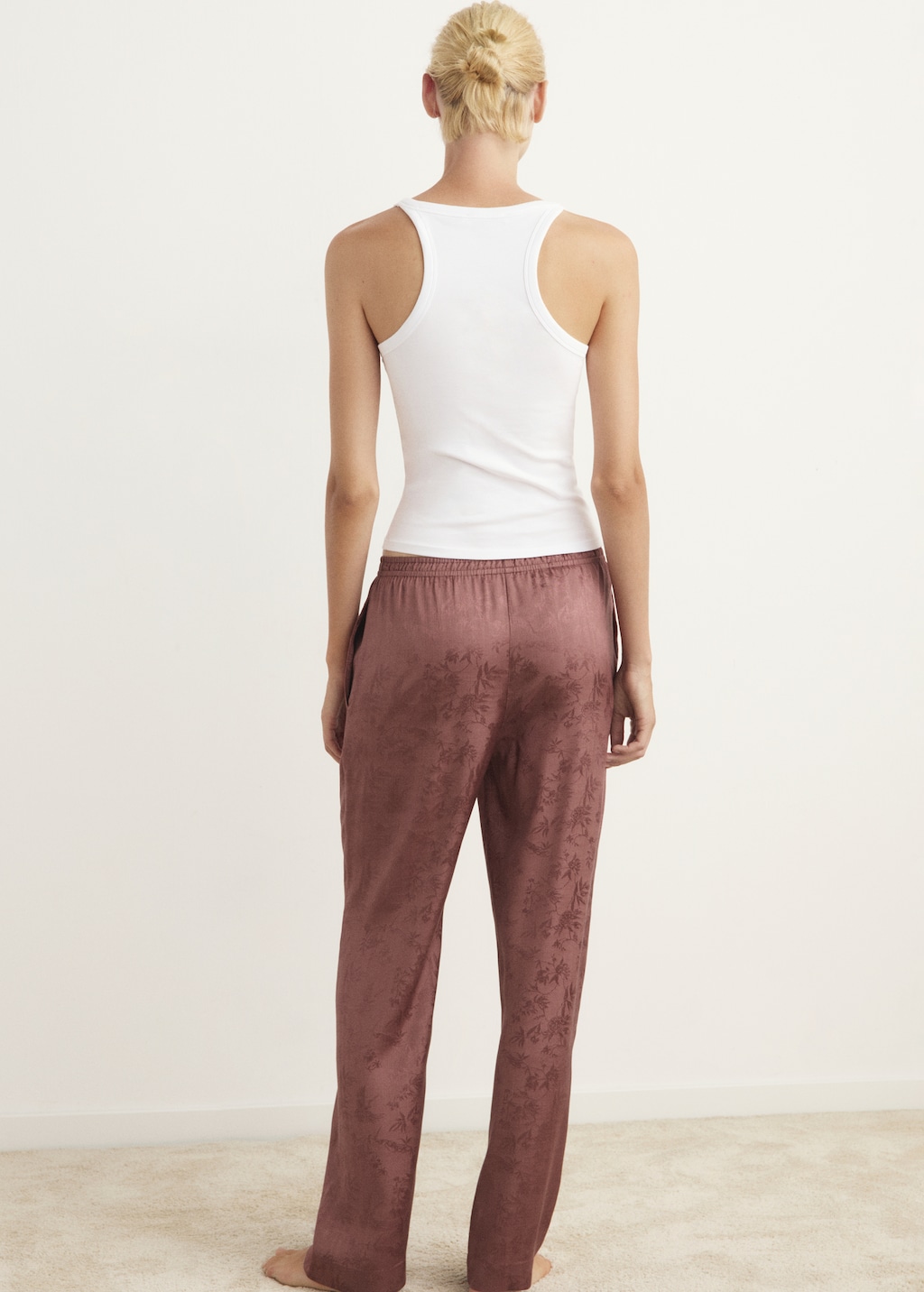 Jacquard satin pajama pants