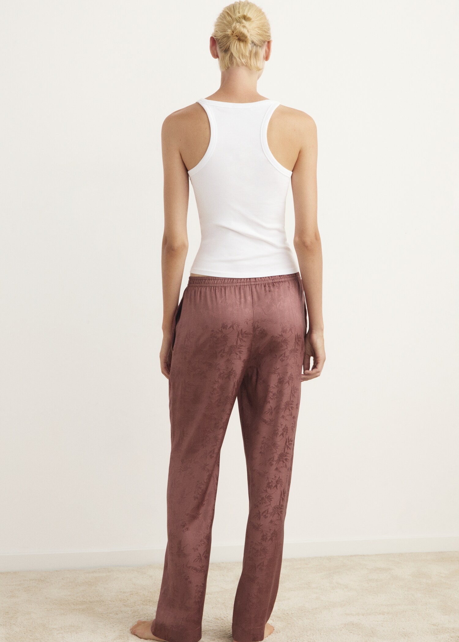 Pantalón pijama jacquard satén - Reverso del artículo