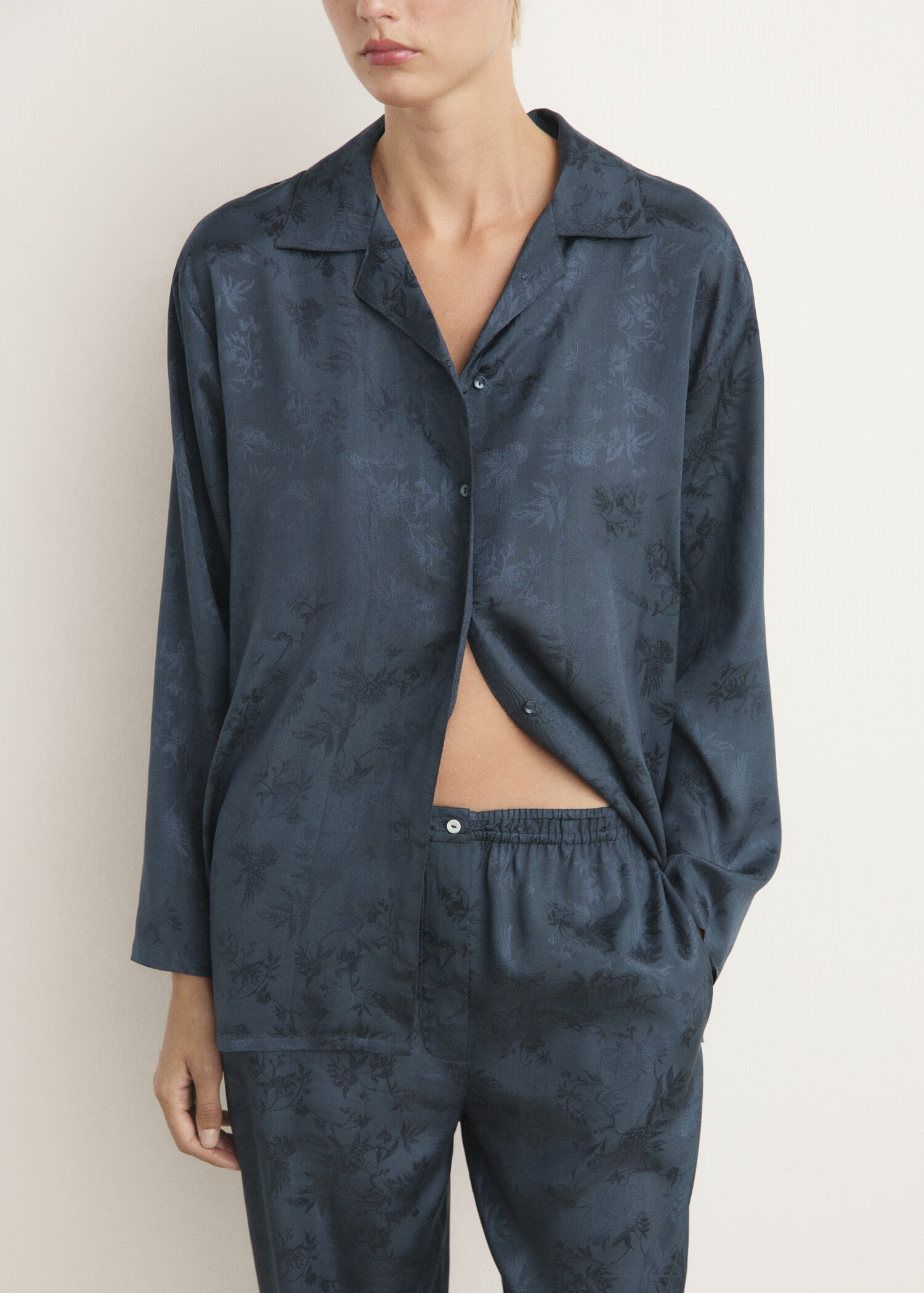 Pantalón pijama jacquard satén - Plano medio