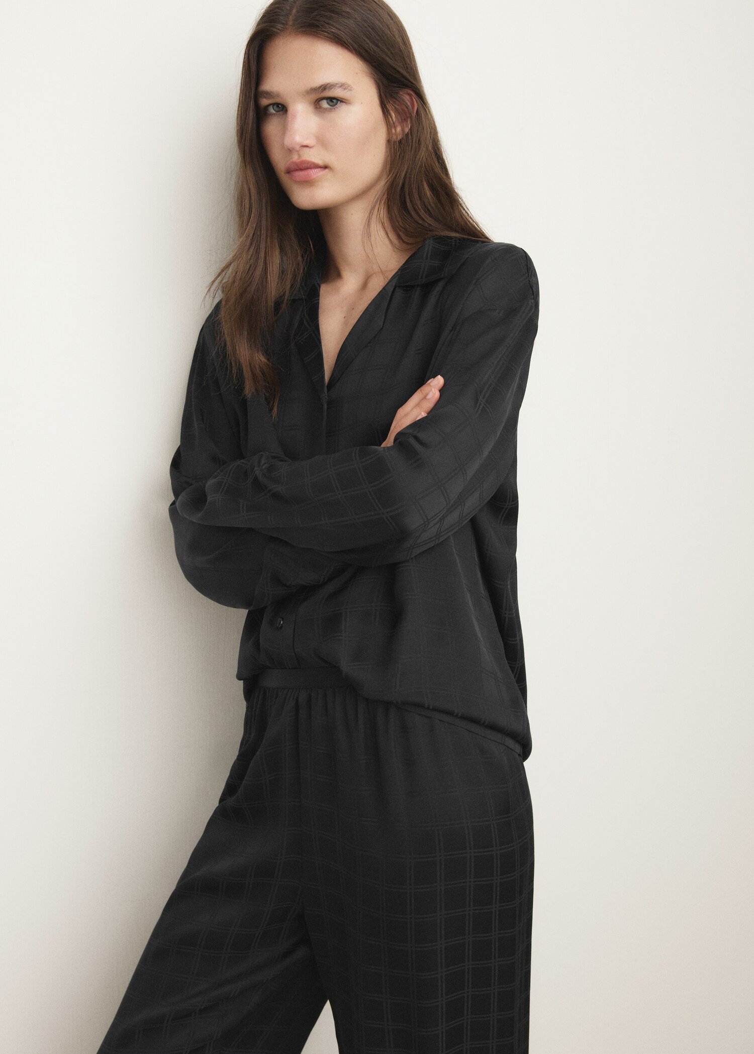 Rayon check pyjama trousers - Details of the article 1