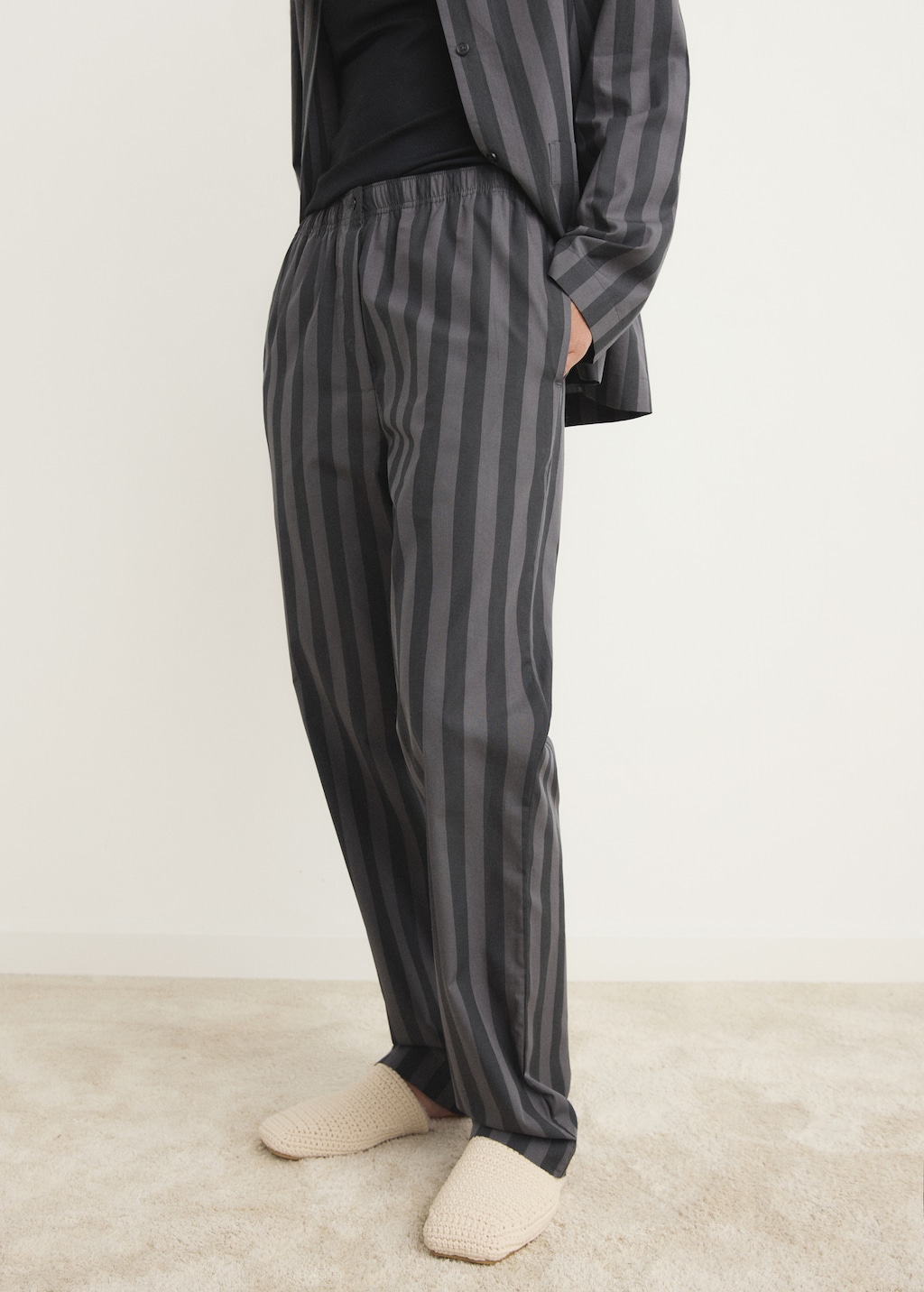 Woven striped pajama pants