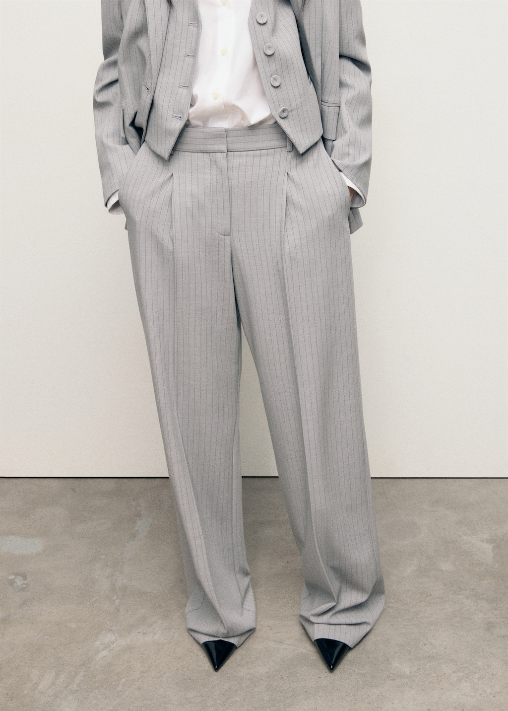 Pinstripe suit trousers