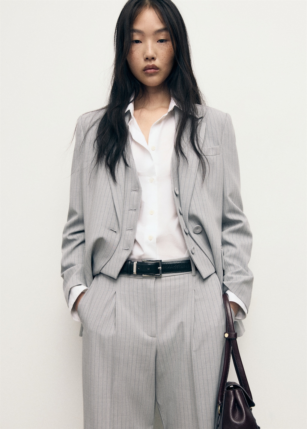 Pinstripe suit trousers