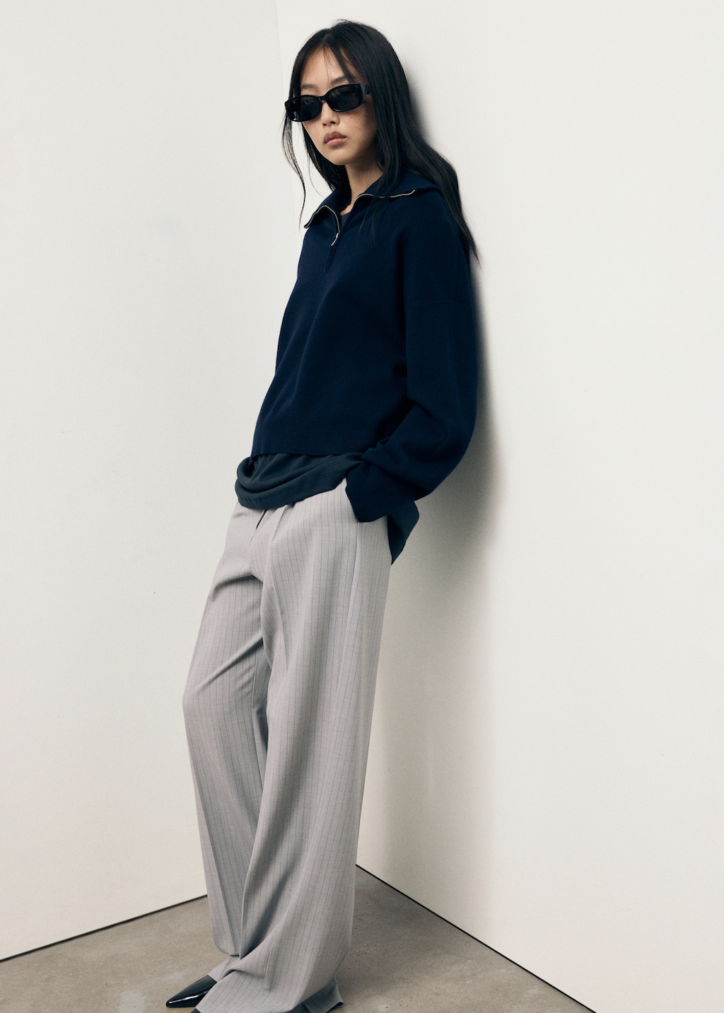 Pinstripe suit trousers