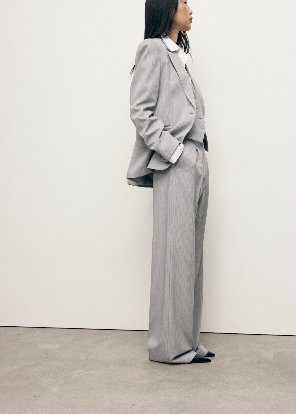 Pinstripe suit trousers