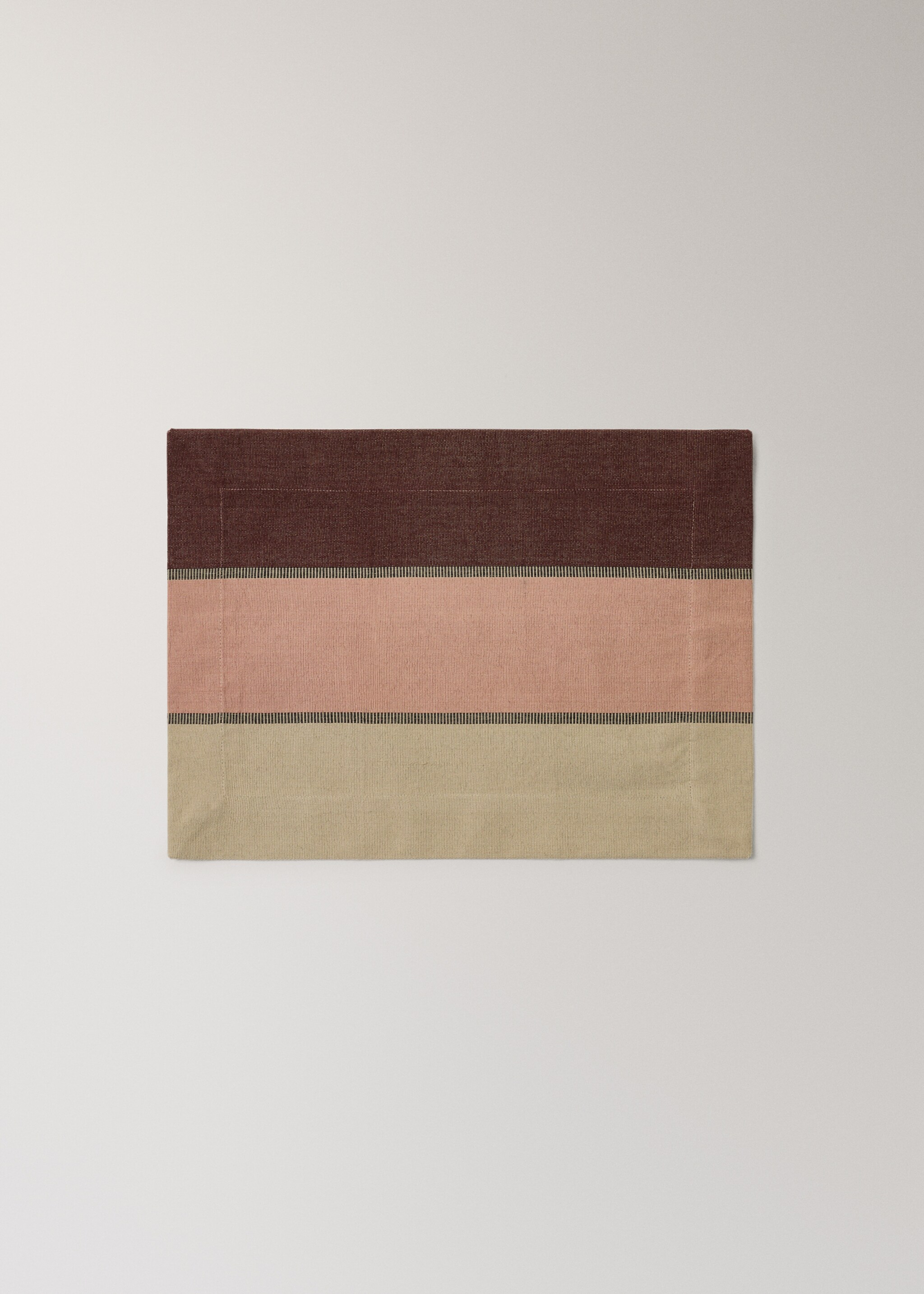 Cotton placemats with coloured stripes - Article without model, Medium Pink. Ref: 17014130-00.