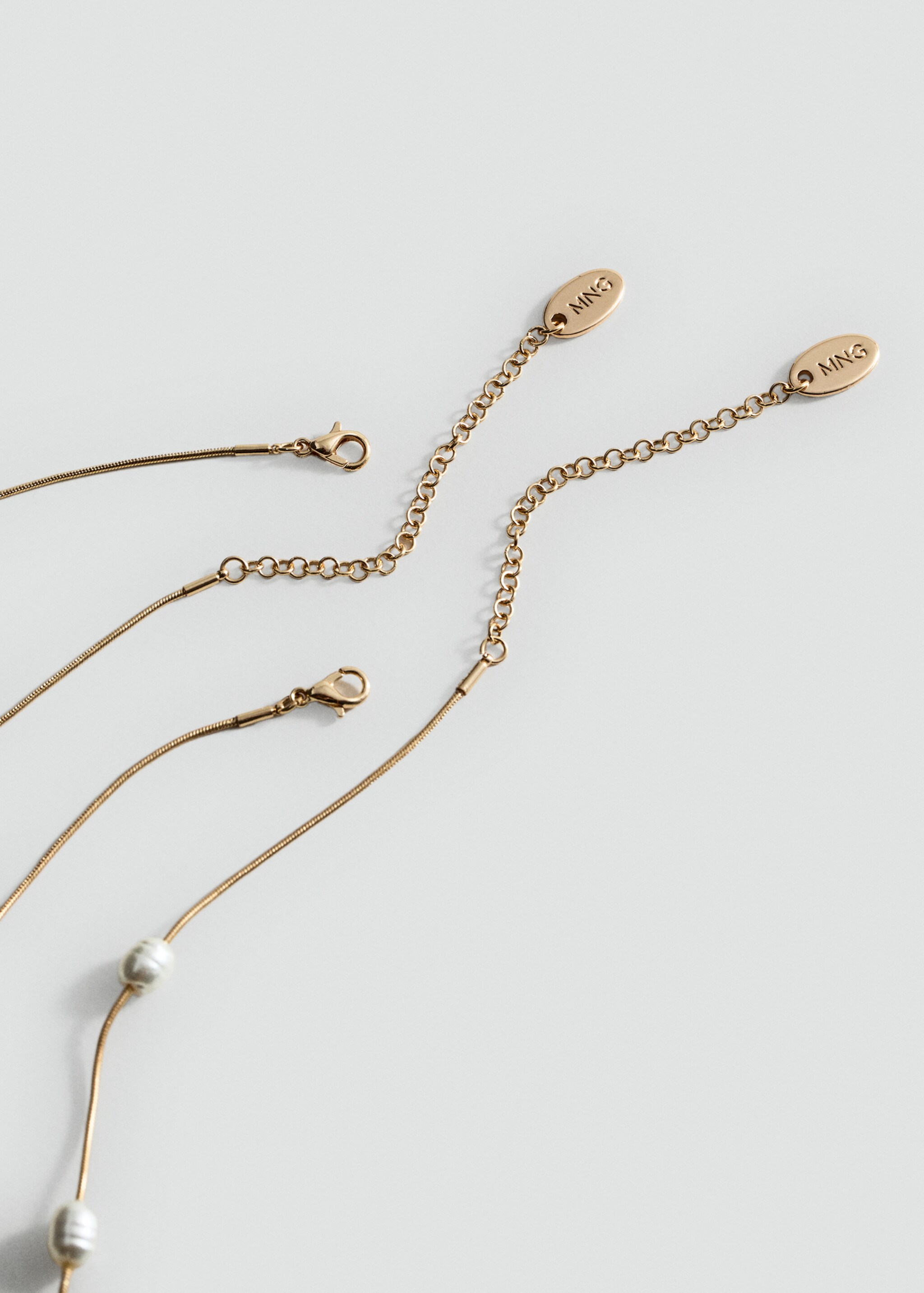Mixed double necklace - Details of the article 1, Gold. Ref: 17014136-00.