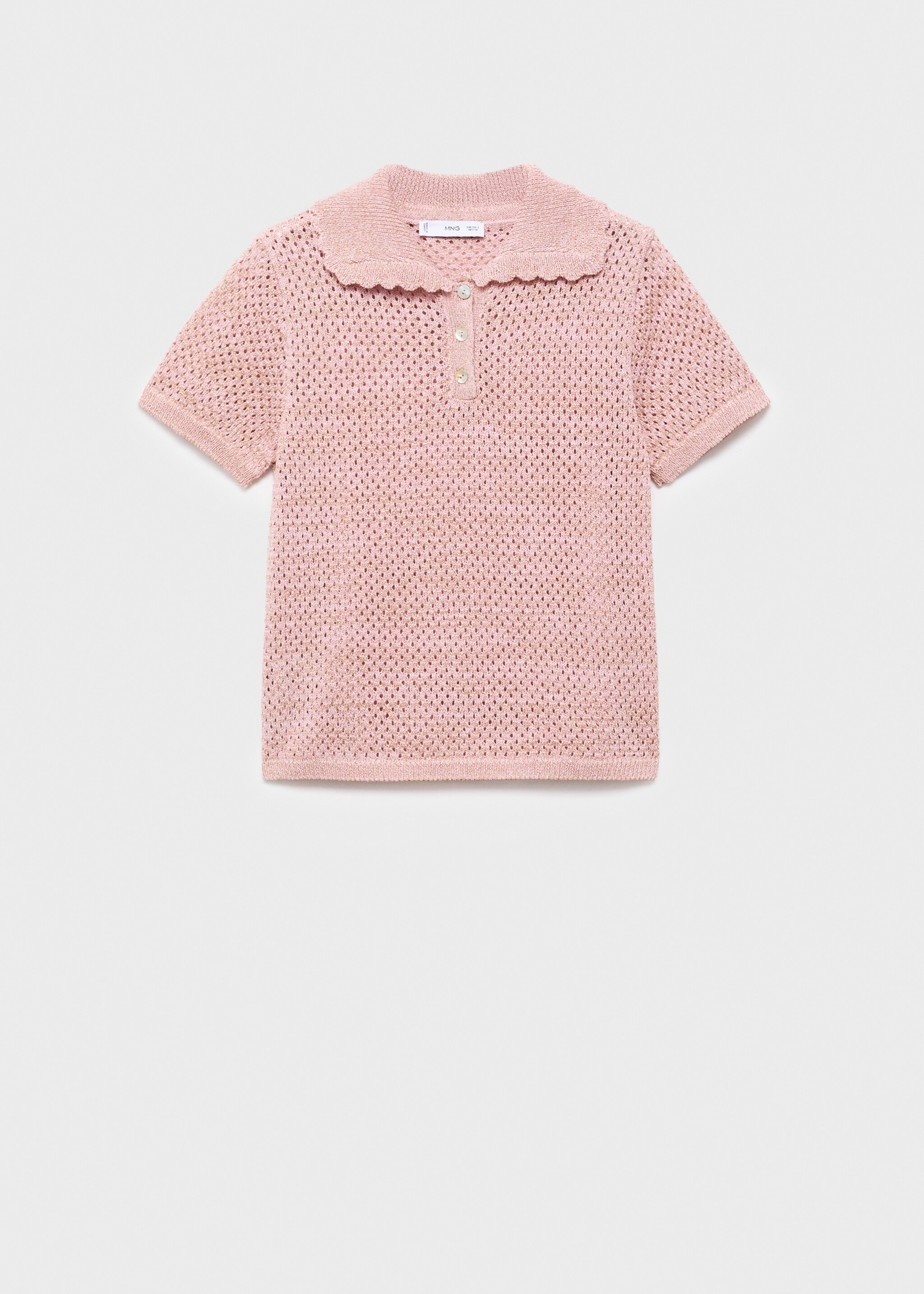 Short-sleeved crochet sweater - Article without model, Pastel Pink. Ref: 17014141-00.