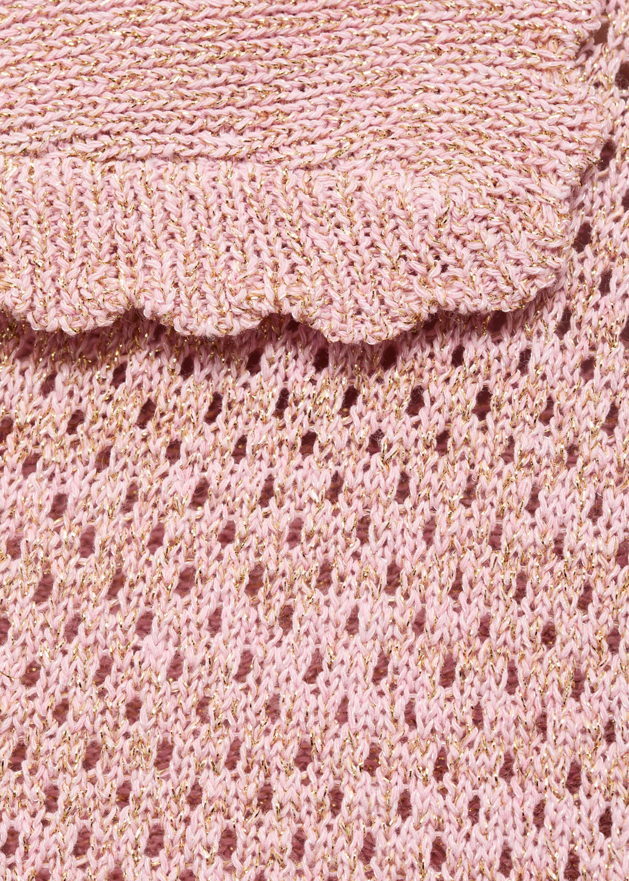 Short-sleeved crochet sweater - Details of the article 0, Pastel Pink. Ref: 17014141-00.