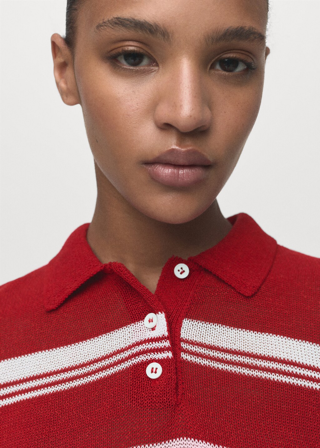 Striped polo-neck sweater