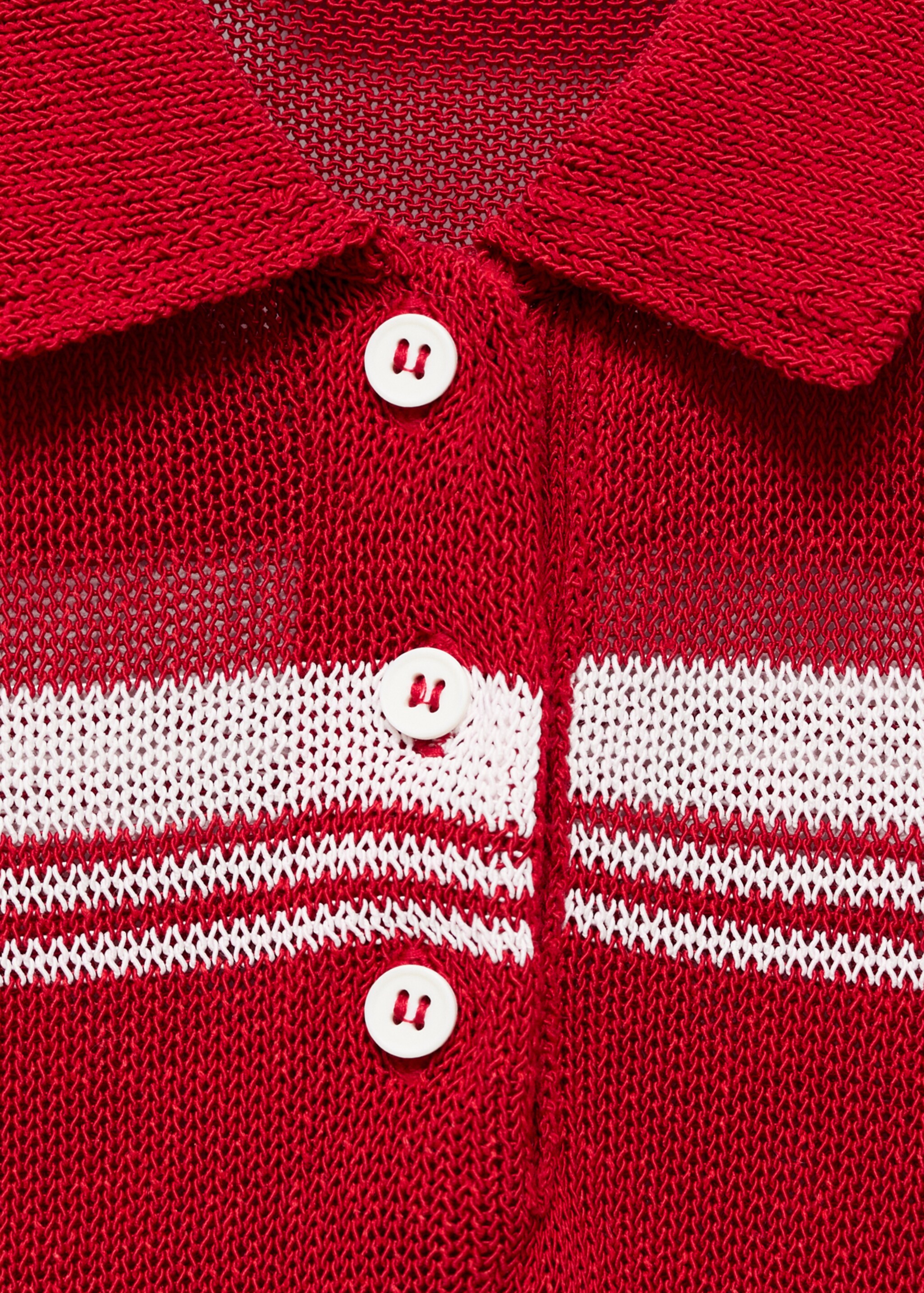 Short-sleeved polo-neck sweater - Details of the article 8, Red. Ref: 17014143-00.