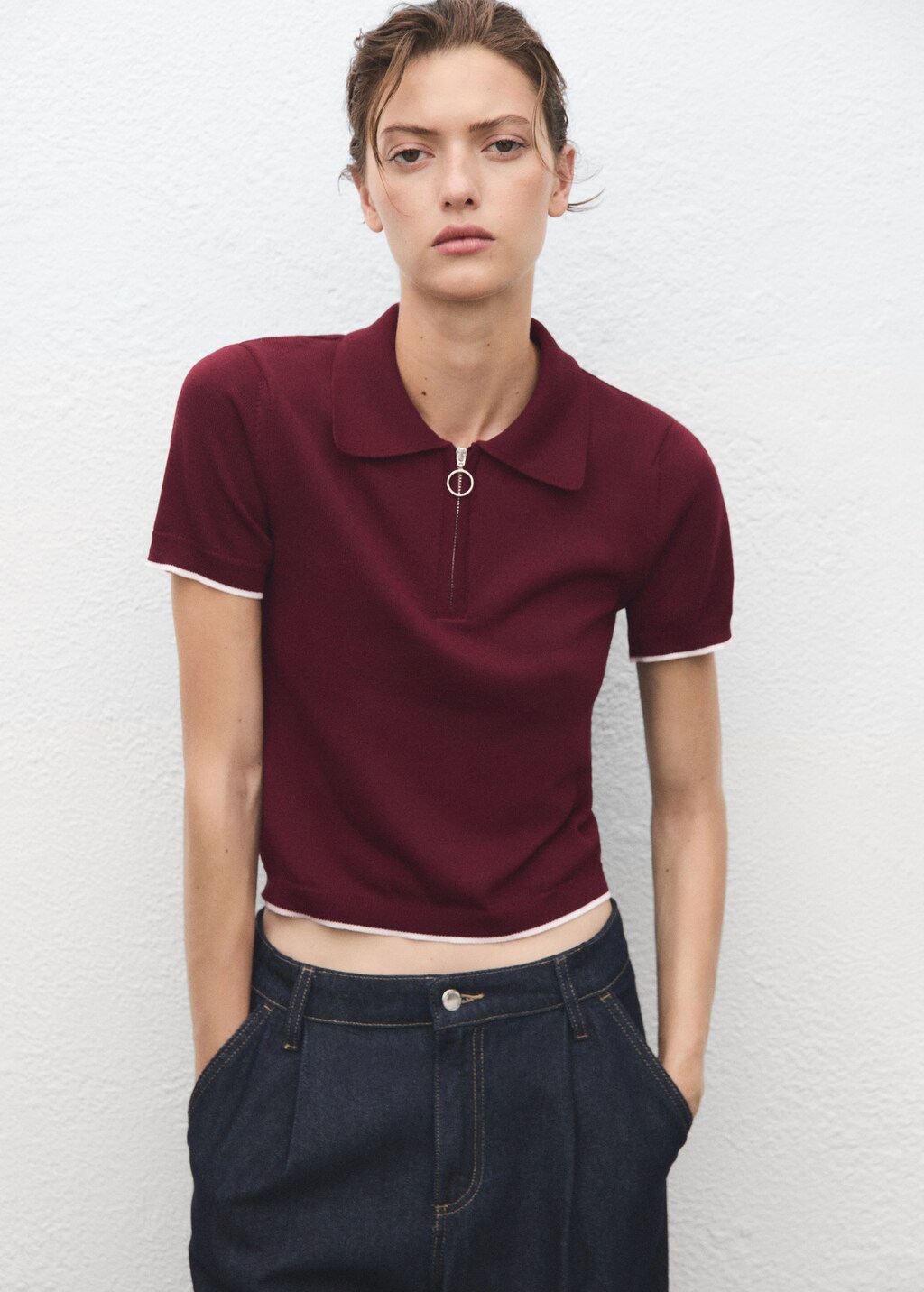 Mango Polo-neck sweater with zipper