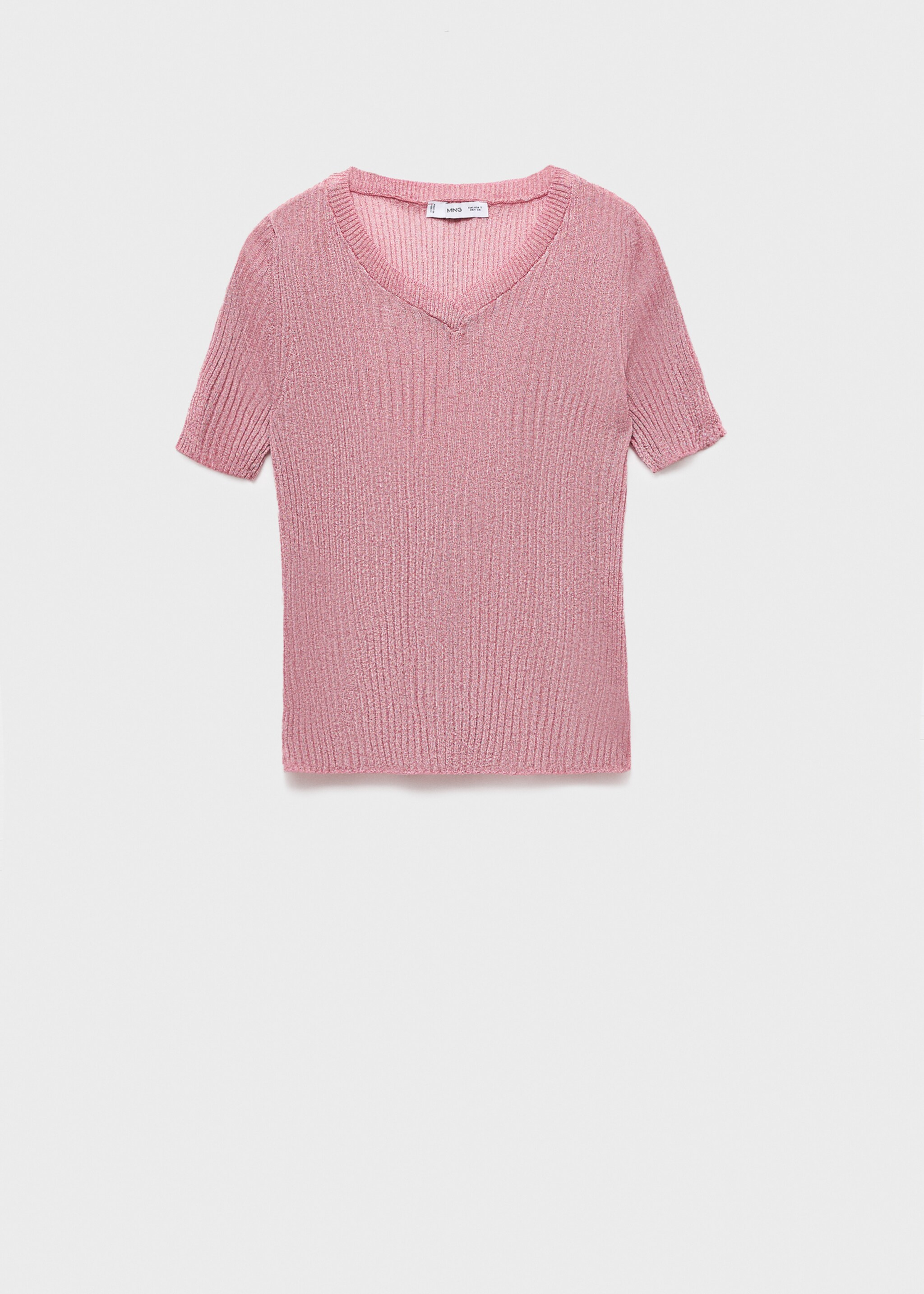 Short-sleeved lurex sweater - Article without model, Pastel Pink. Ref: 17014146-00.