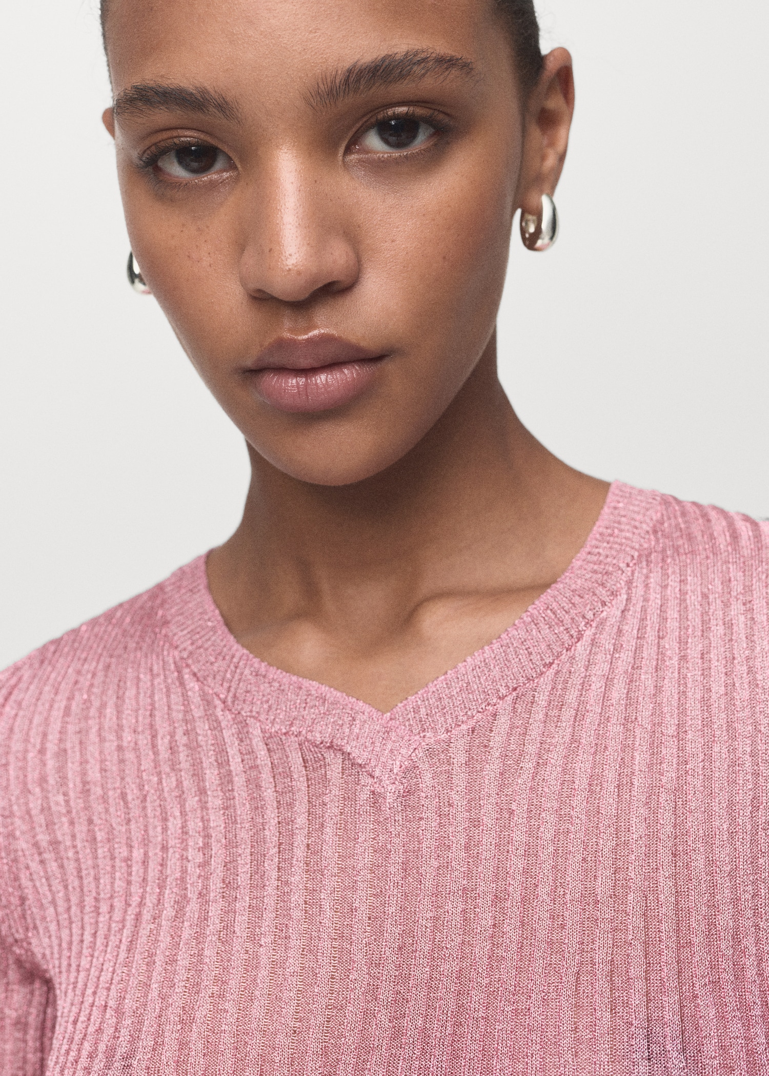 Short-sleeved lurex sweater - Details of the article 1