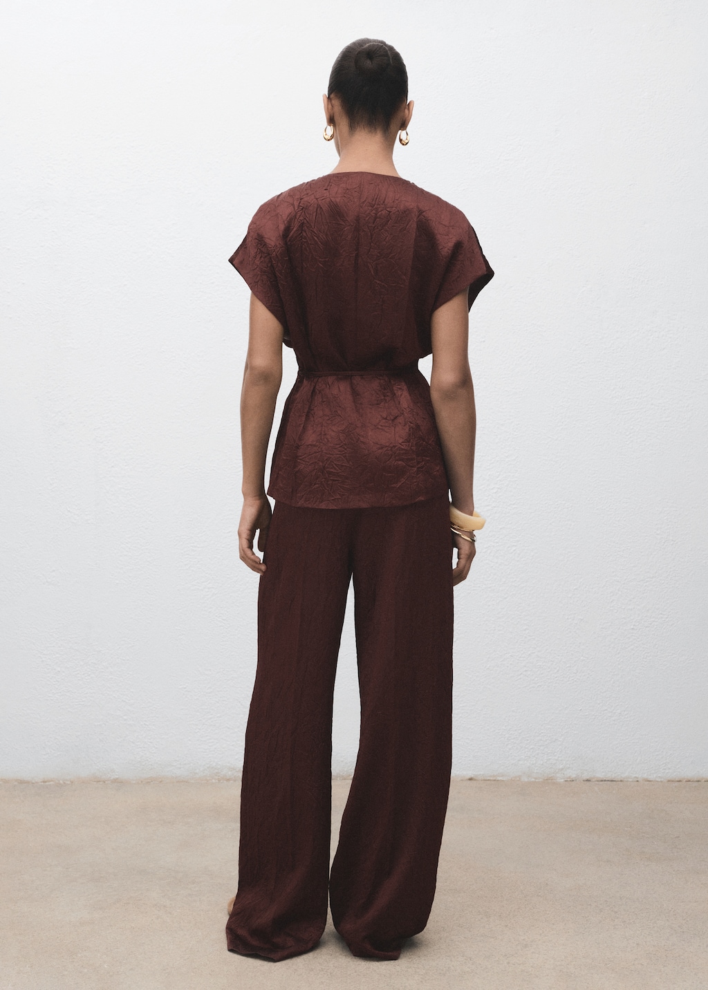 Straight-leg crinkled-effect pants - image 3