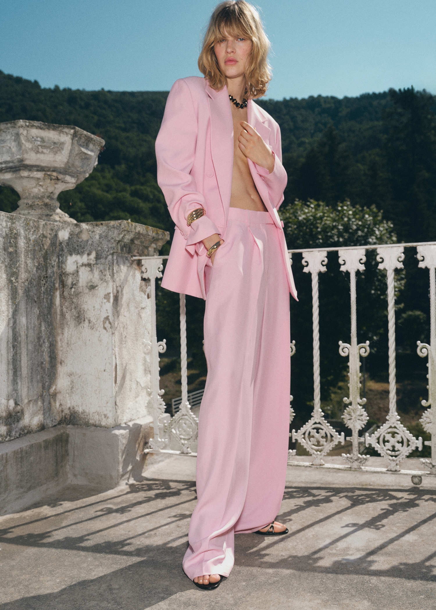 Wide Leg Pink Trouser Suit Ladies Wide Leg Suit Trousers Women