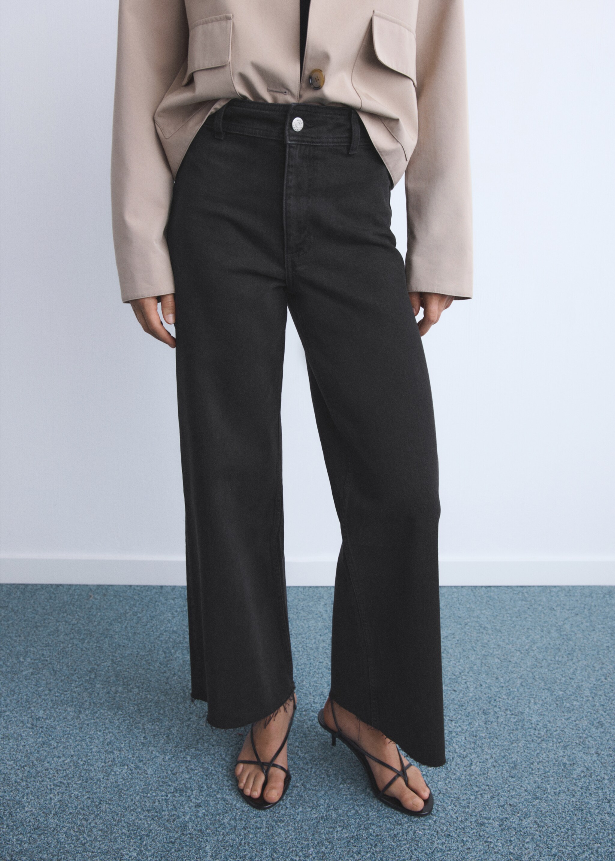 Catherin culotte high-rise jeans - Medium plane, Black denim. Ref: 17014427-00.