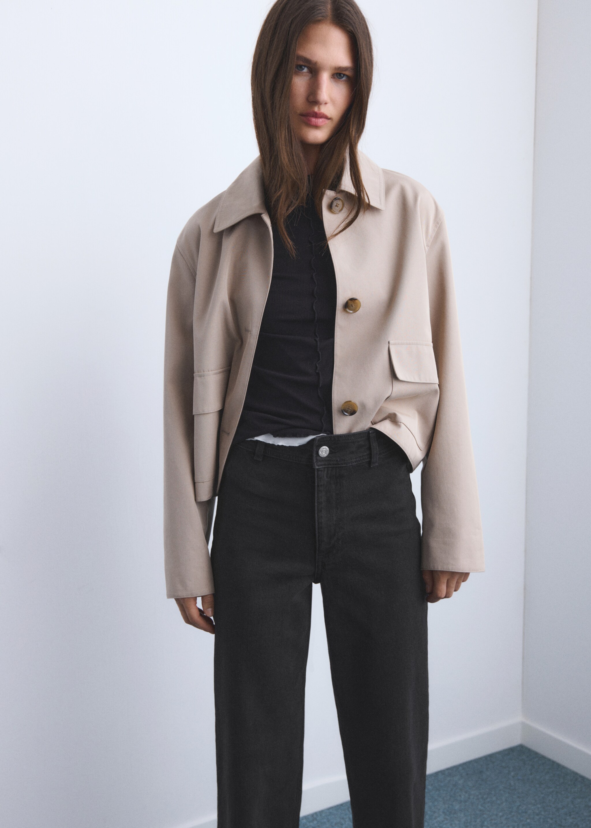 Catherin culotte high-rise jeans - Details of the article 1, Black denim. Ref: 17014427-00.