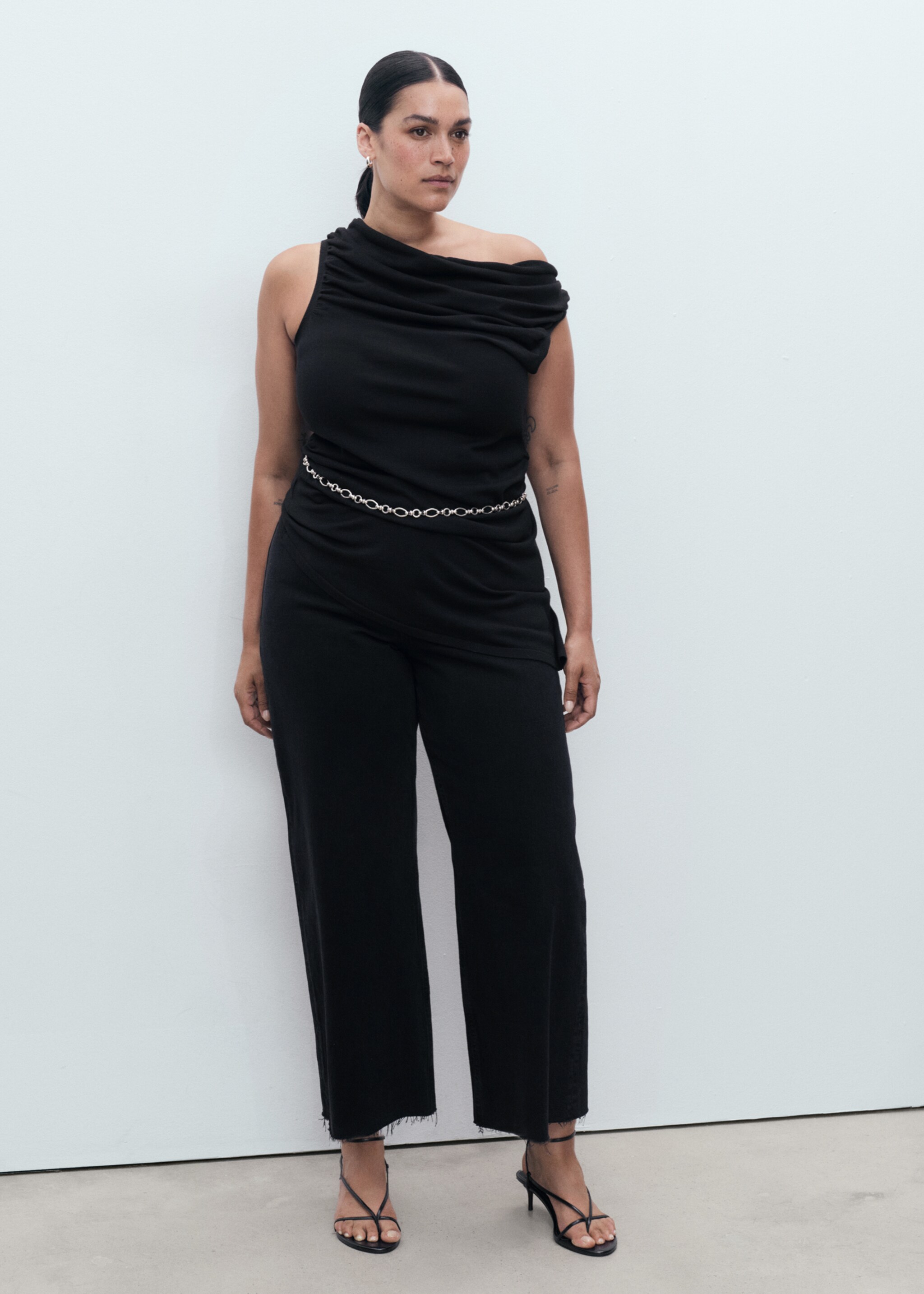 Catherin culotte high-rise jeans - Details of the article 3, Black denim. Ref: 17014427-00.
