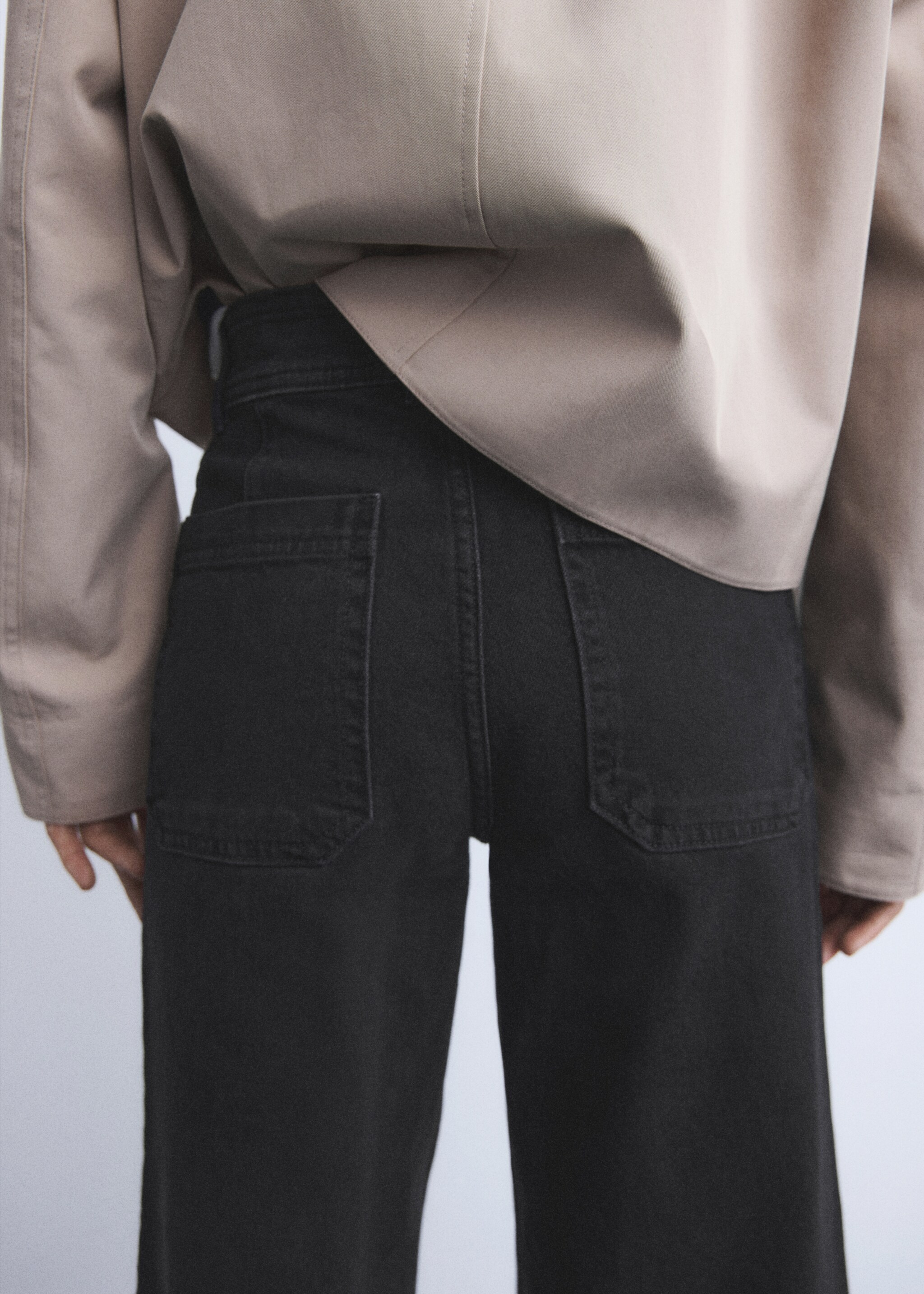 Catherin culotte high-rise jeans - Details of the article 6, Black denim. Ref: 17014427-00.