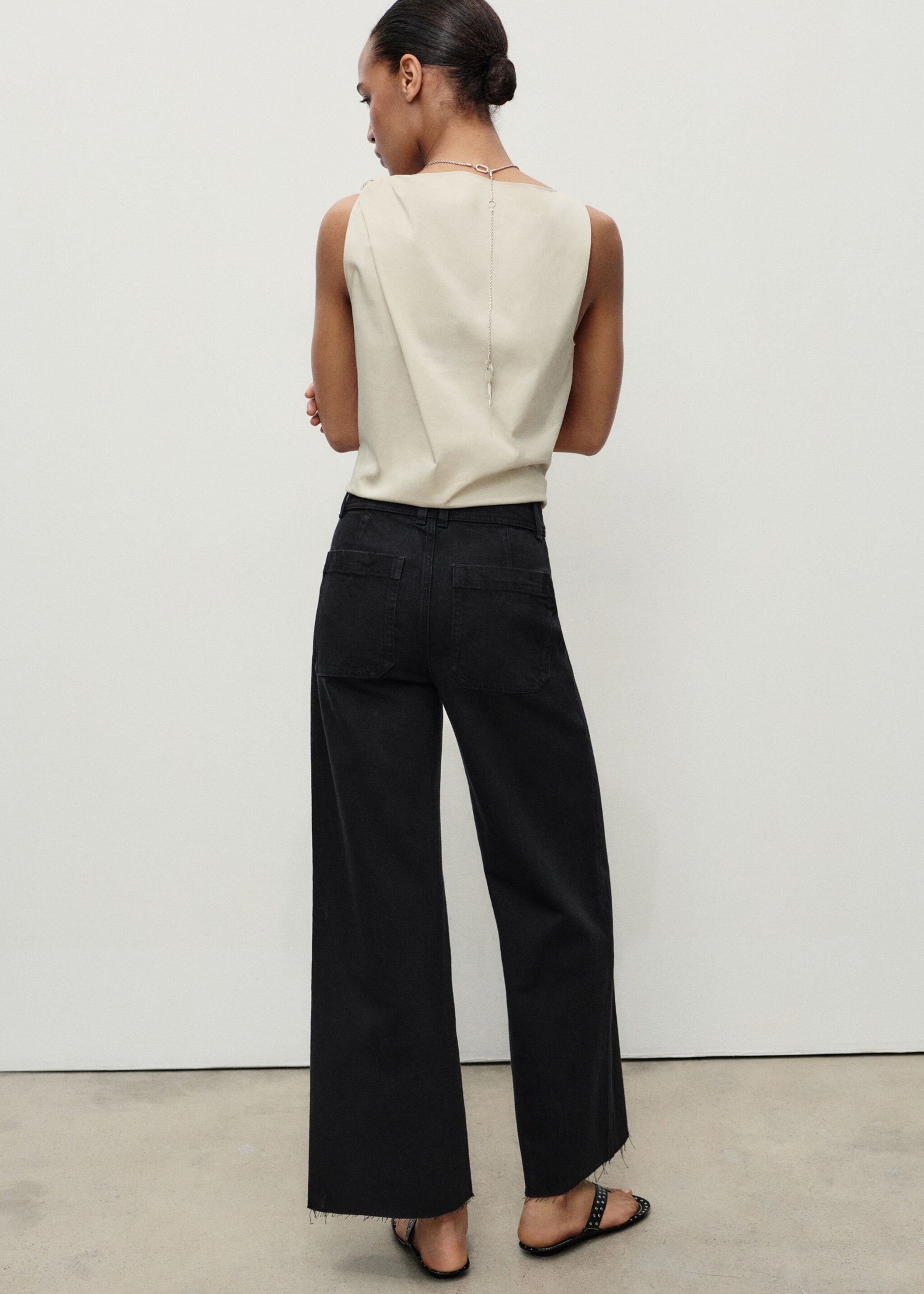 Catherin culotte high-rise jeans - Reverse of the article, Black denim. Ref: 17014427-00.