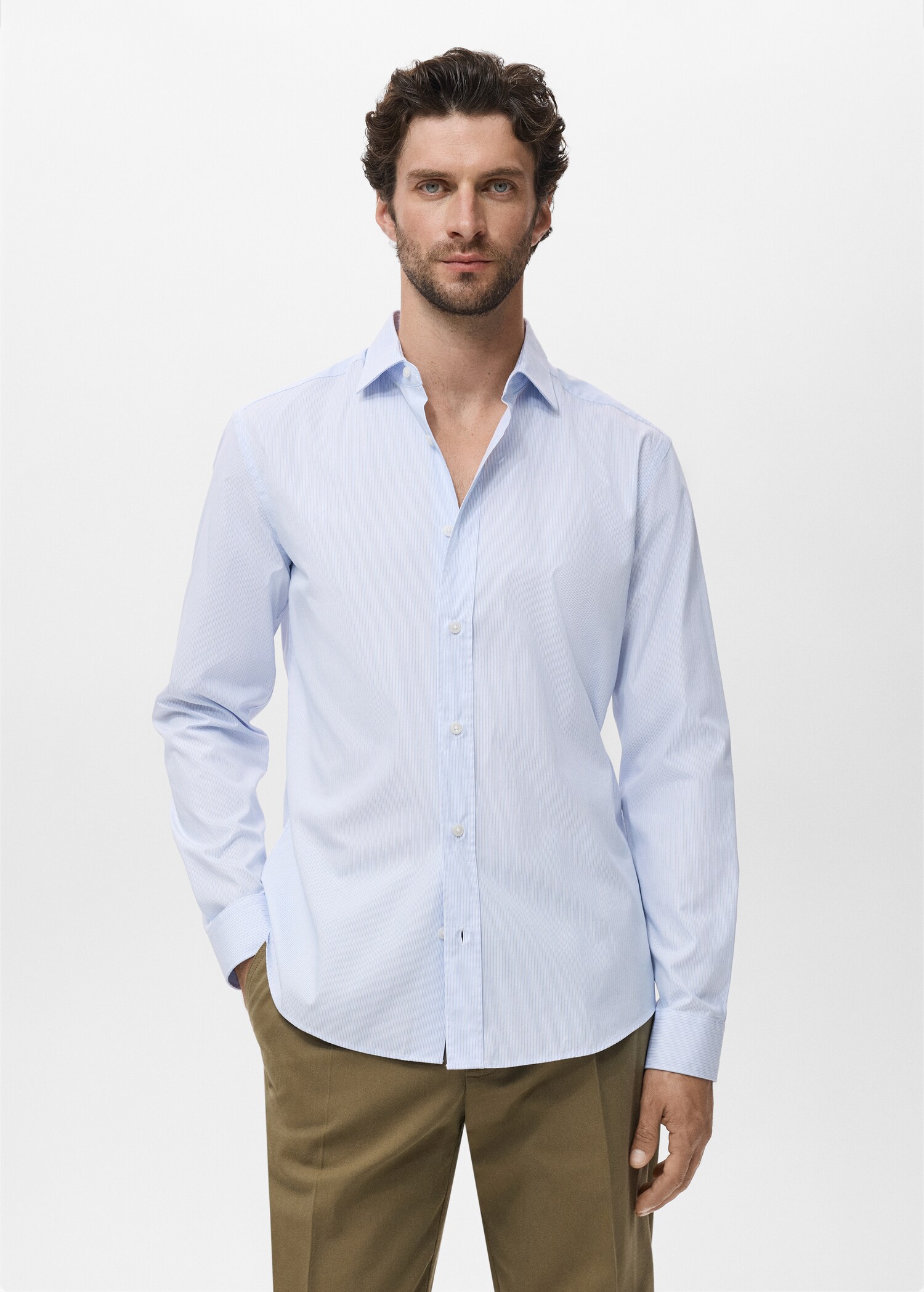 Regular fit striped cotton shirt - Medium plane