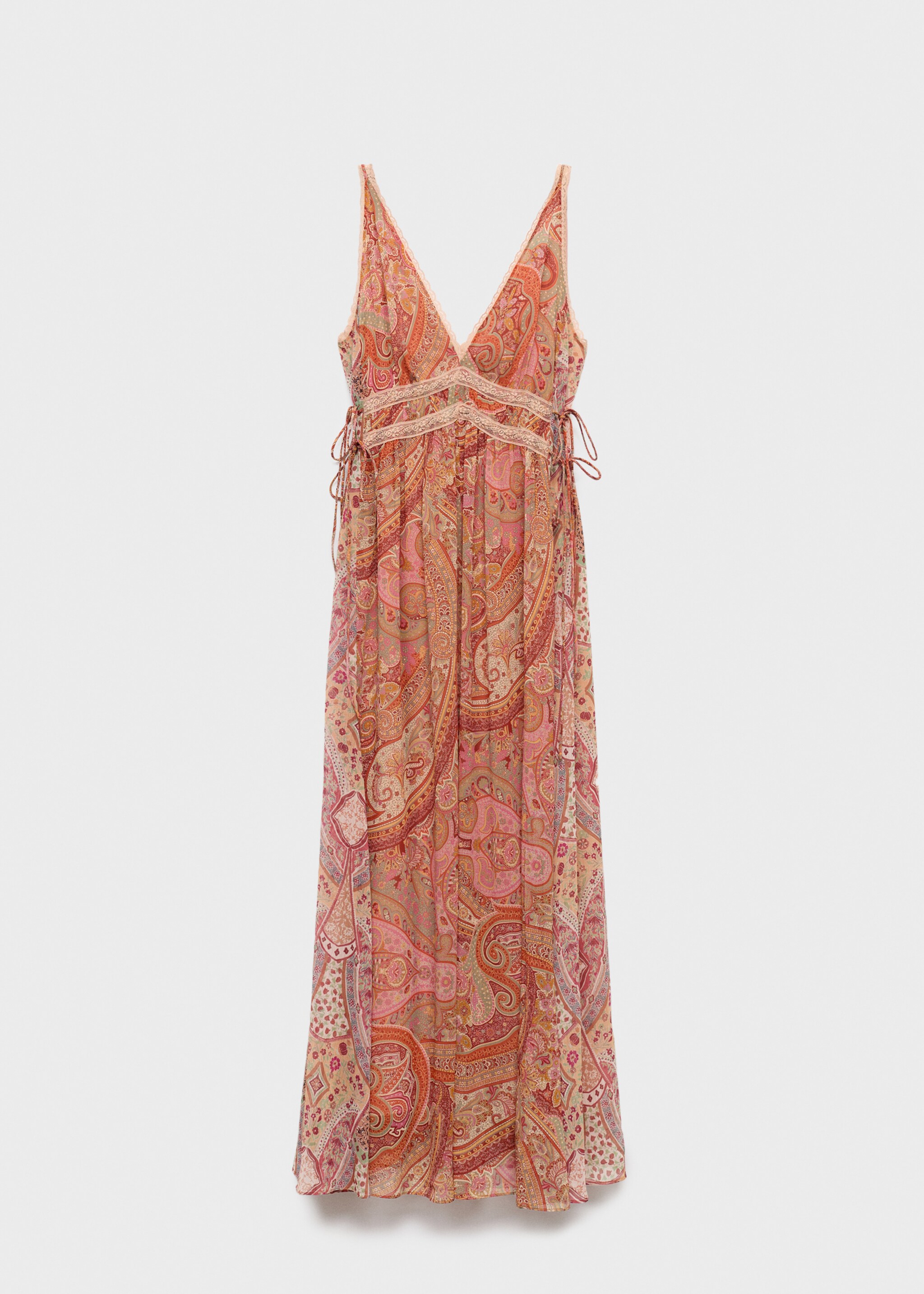 Paisley-print dress with lace trim - Article without model, Brown. Ref: 17014449-00.