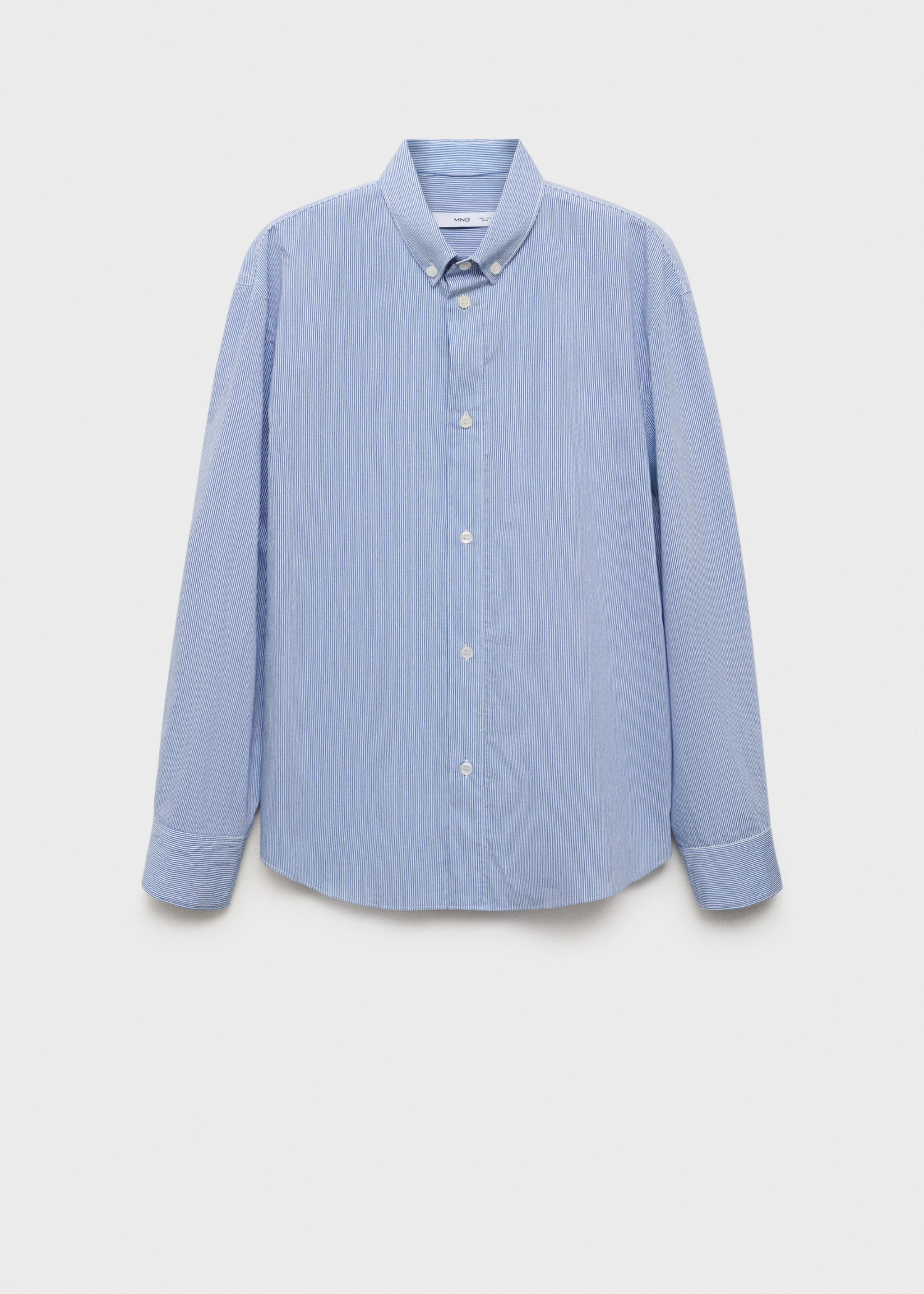 Regular fit striped cotton shirt - Article without model, Sky Blue. Ref: 17014450-00.