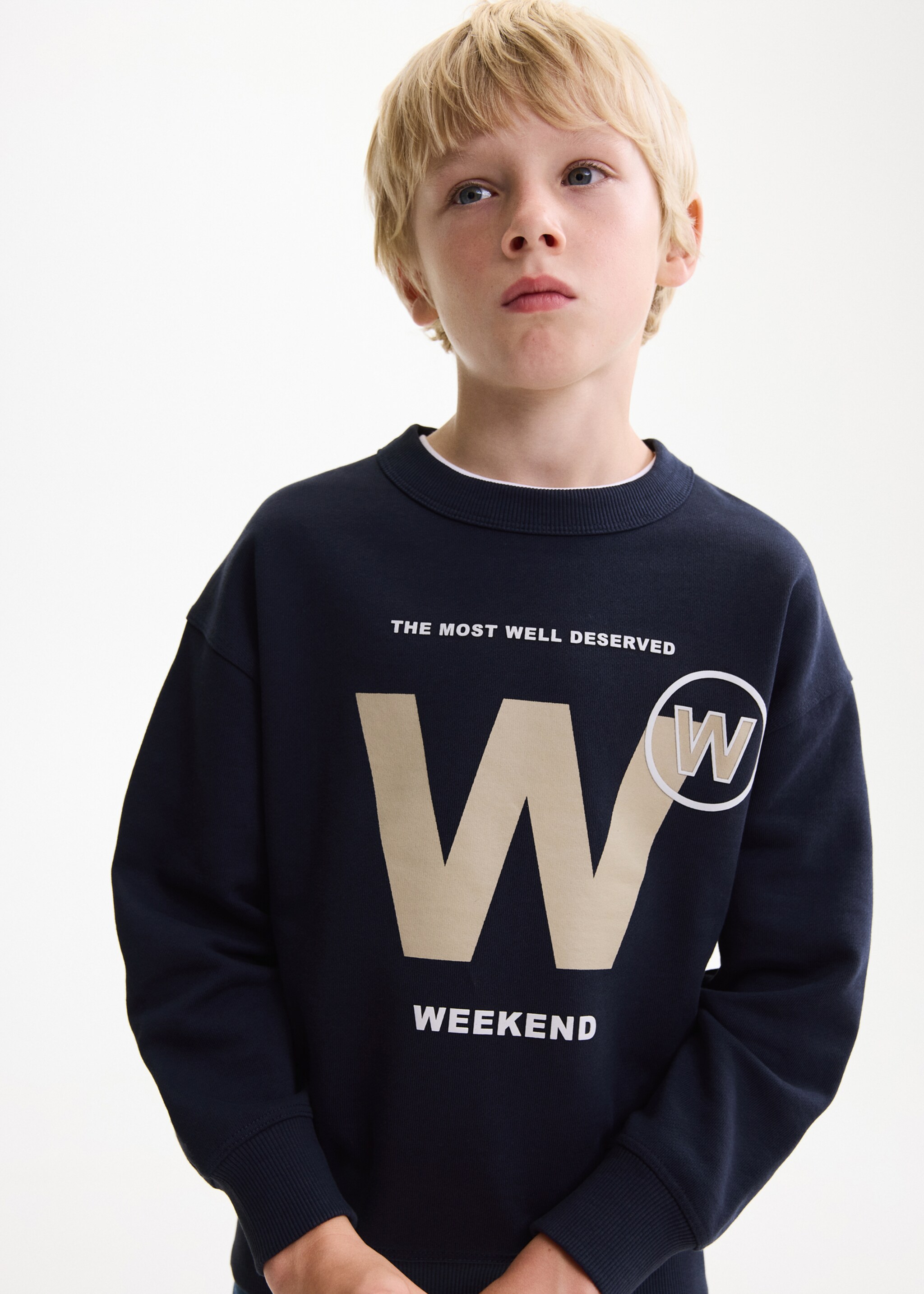 Printed cotton sweatshirt - Medium plane, Navy. Ref: 17014784-00.