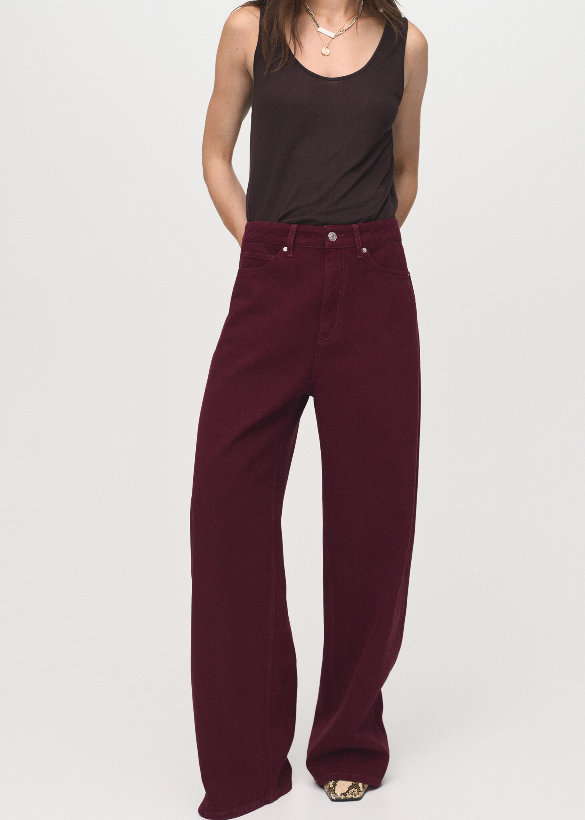 High-rise balloon jeans - Medium plane, Wine. Ref: 17014792-00.