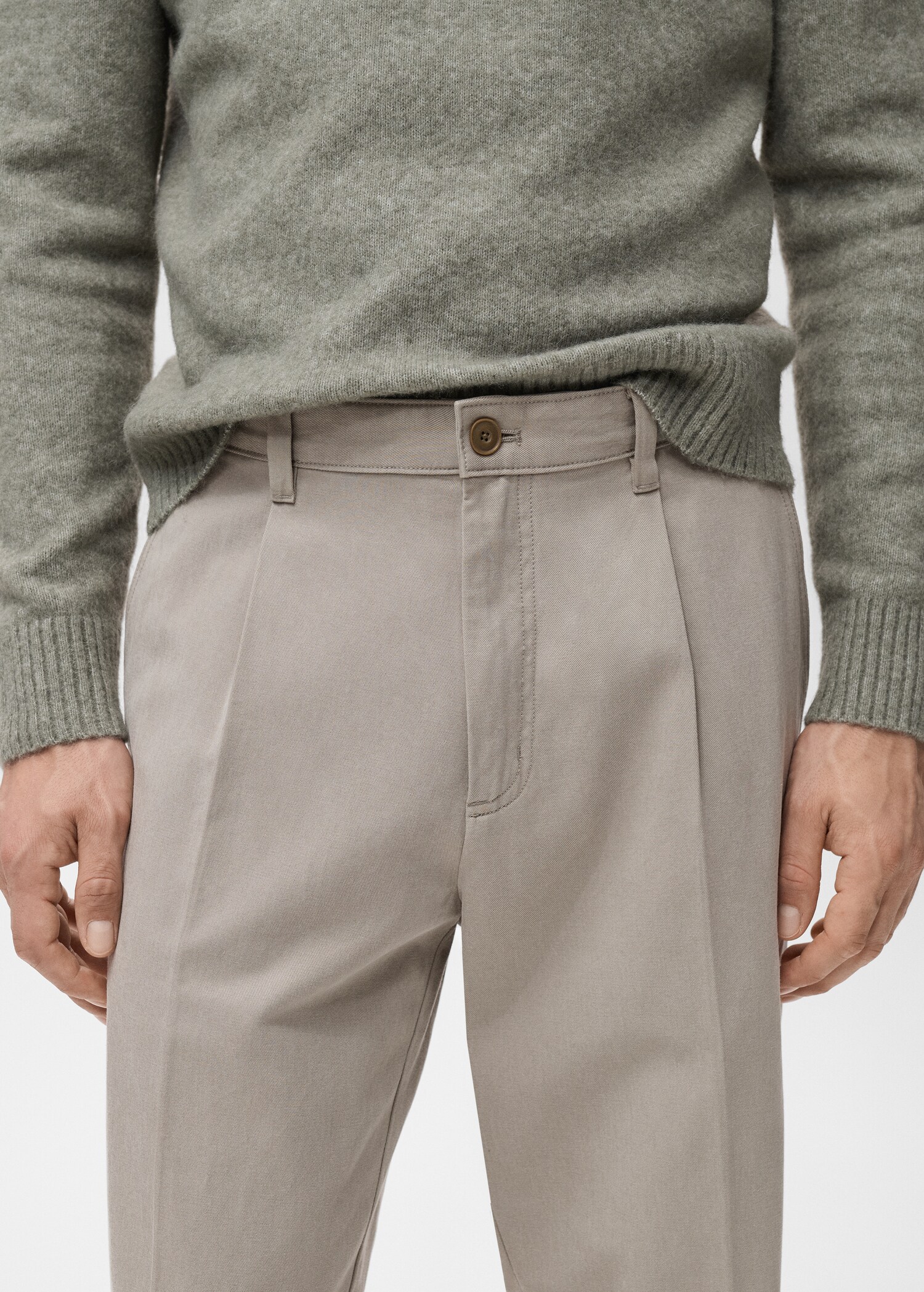 Pantalón recto pinzas algodón lyocell - Detalle del artículo 1