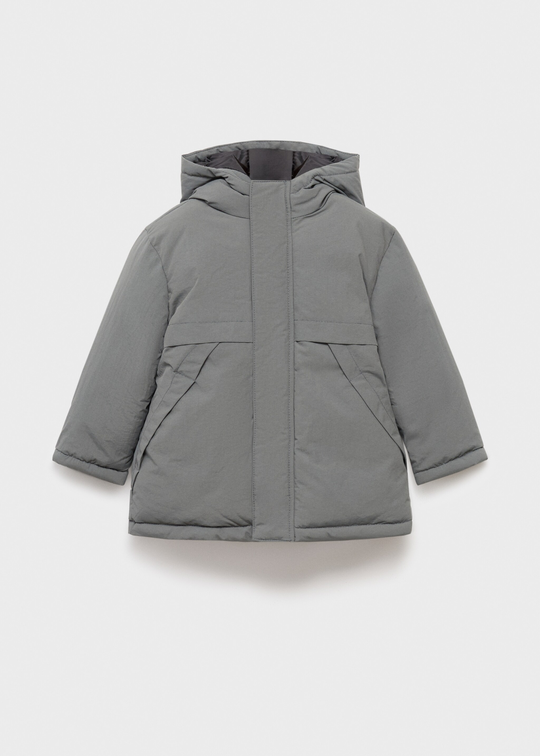 Hood quilted coat - Article without model, Dark Grey. Ref: 17015143-00.