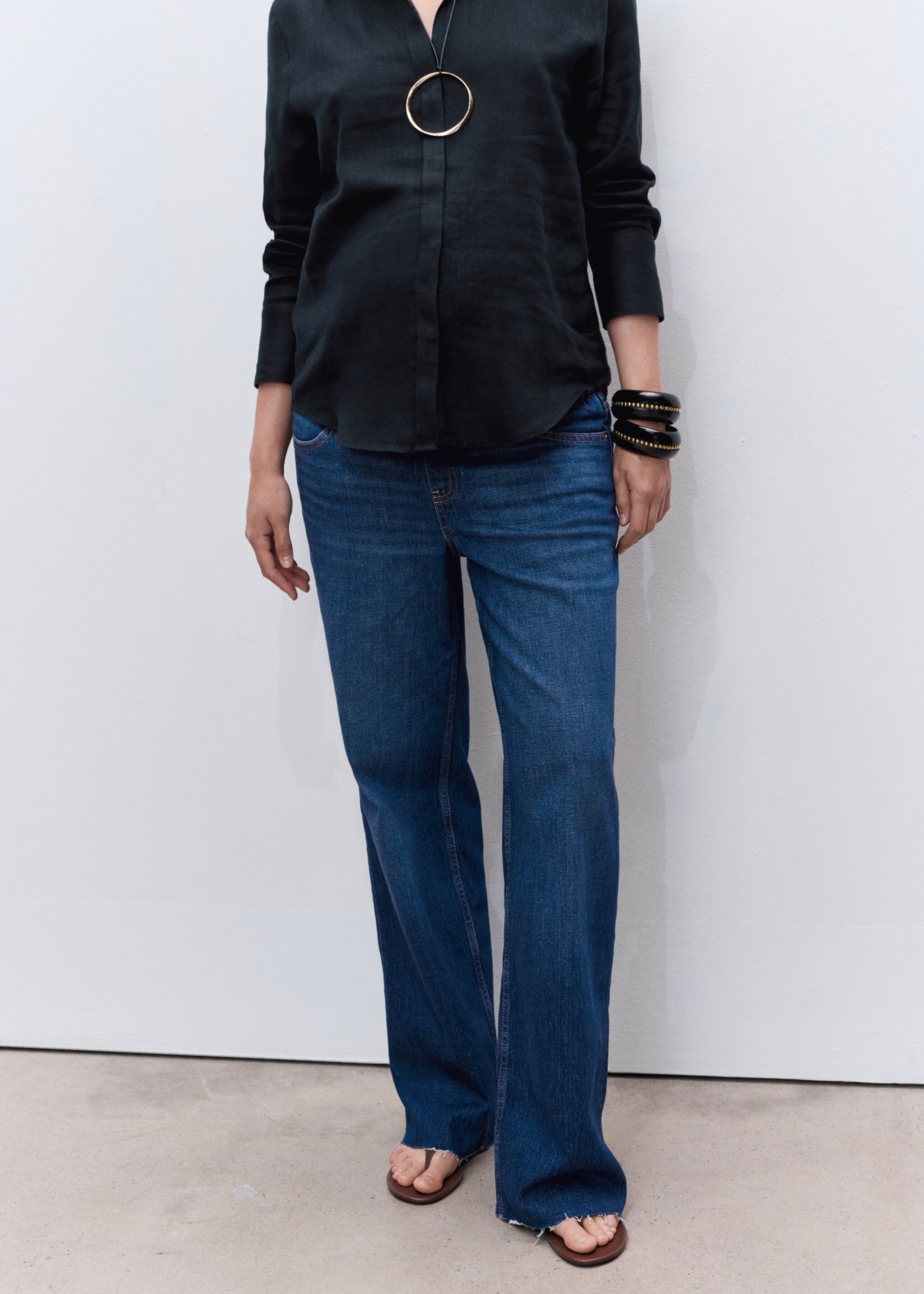 Wide-leg maternity jeans - Medium plane, Dark Blue. Ref: 17015148-00.
