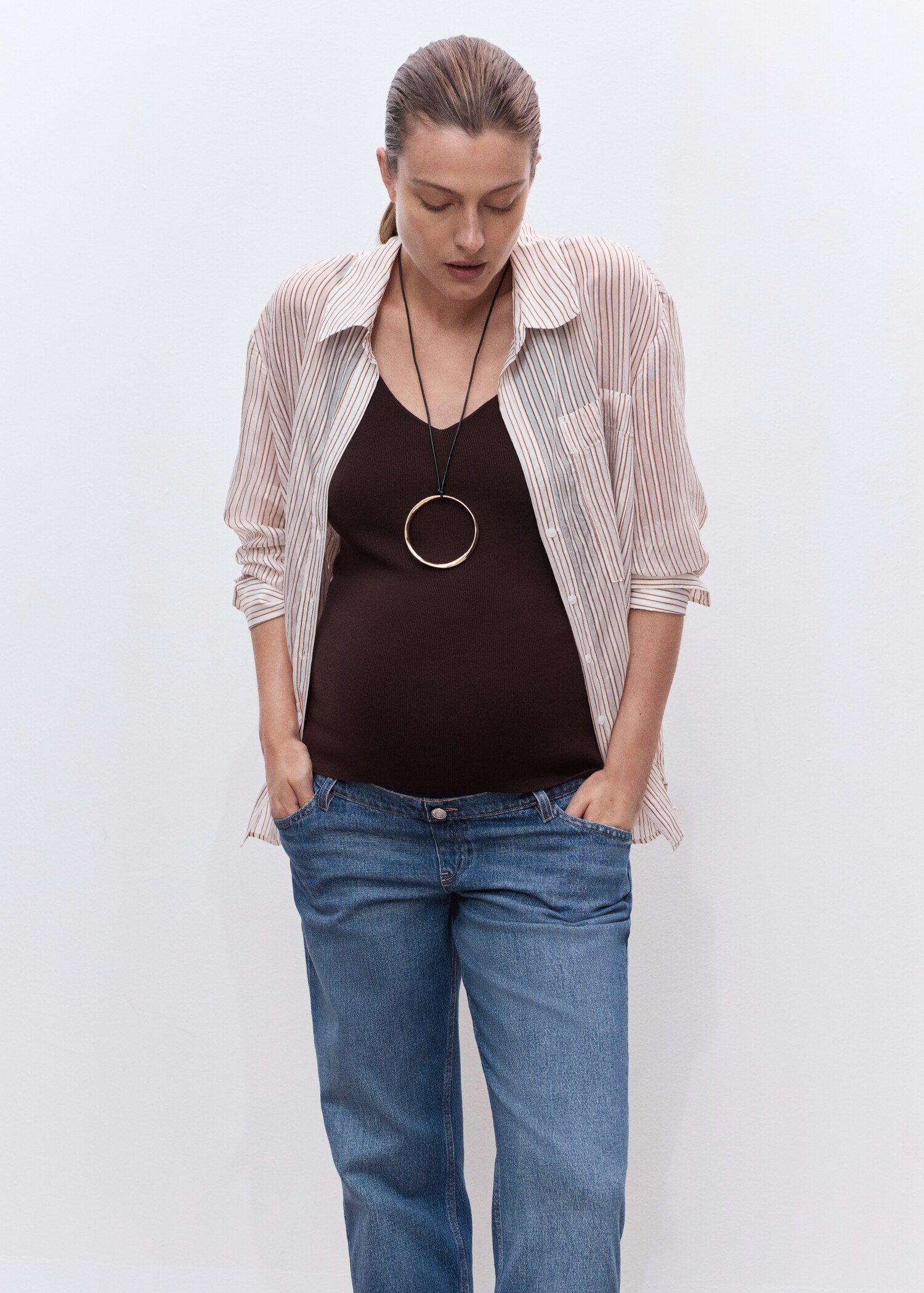 Crop straight-leg maternity jeans - Details of the article 1
