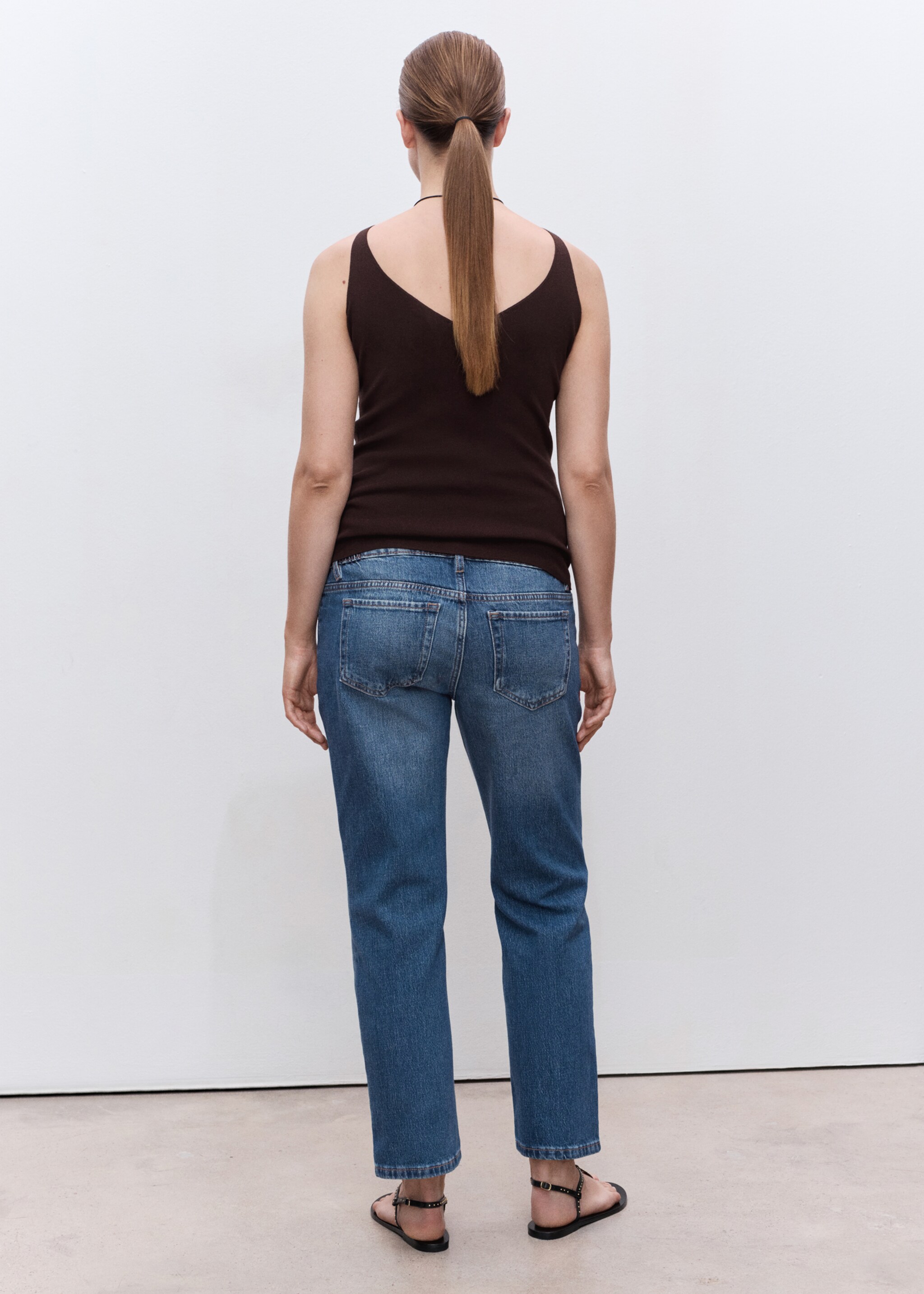 Jeans rectos crop premamá - Verso do artigo, Azul-escuro. Ref: 17015149-00.