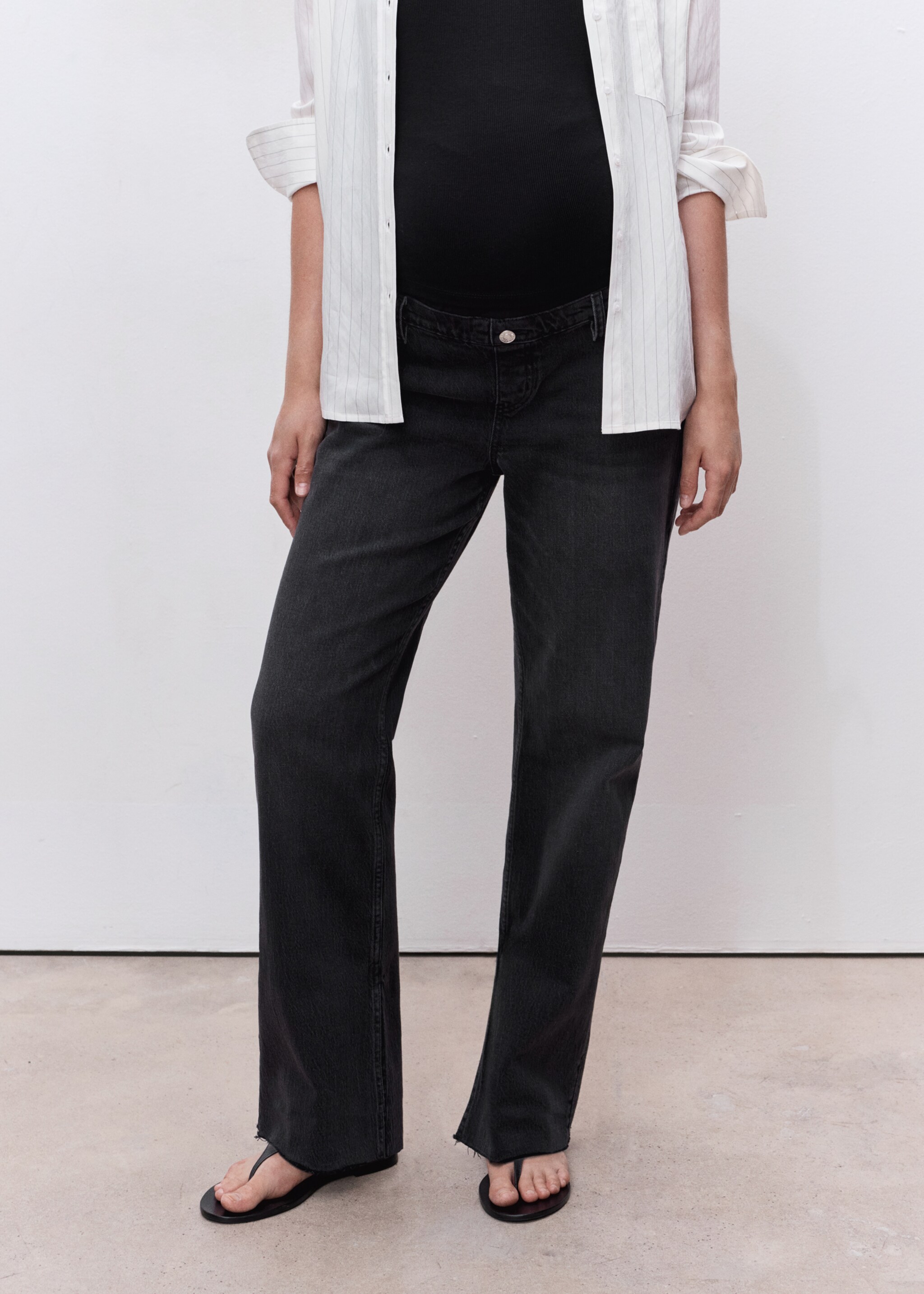 Maternity Straight Jeans - Medium plane, Black denim. Ref: 17015151-00.