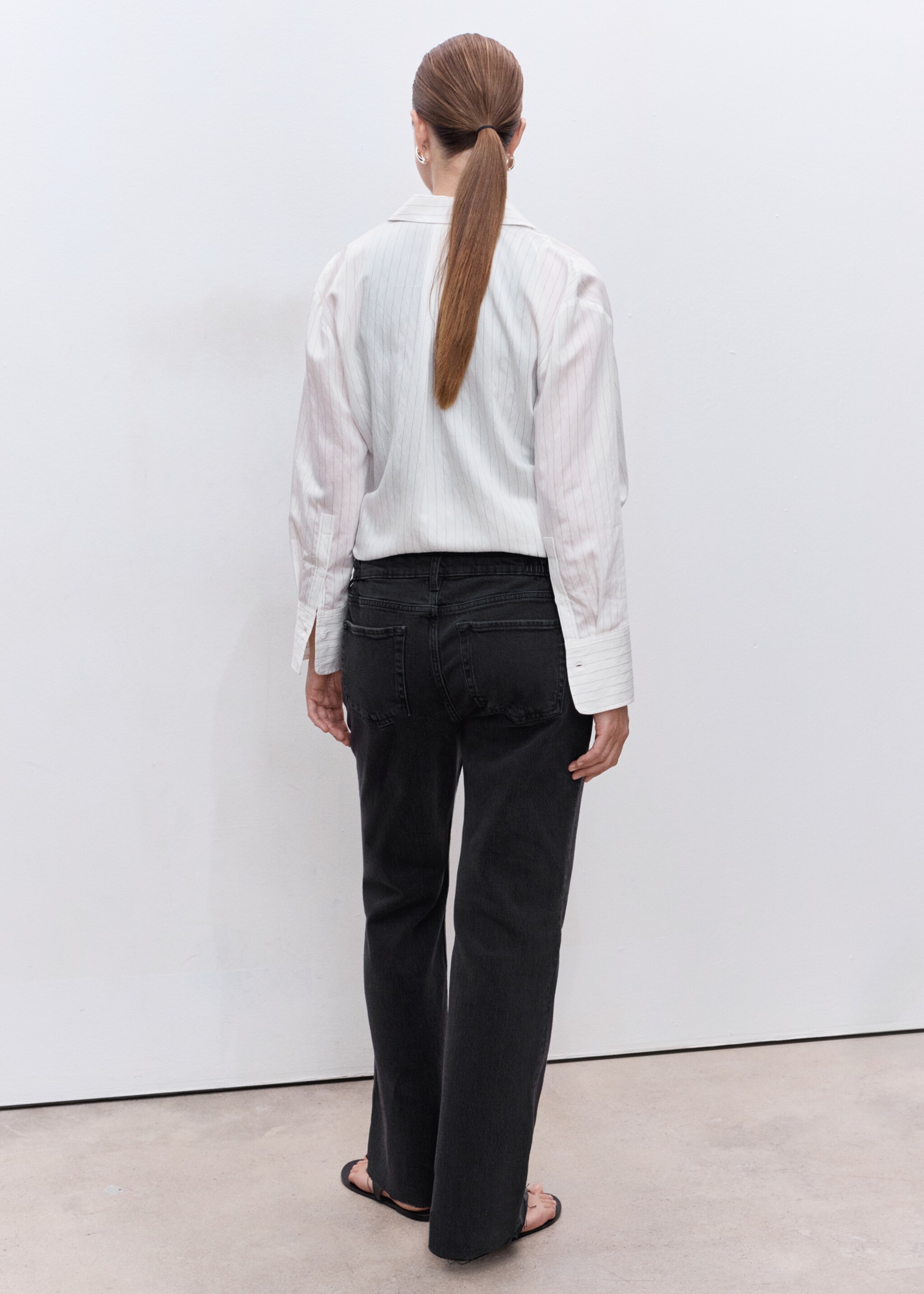 Maternity Straight Jeans - Reverse of the article, Black denim. Ref: 17015151-00.