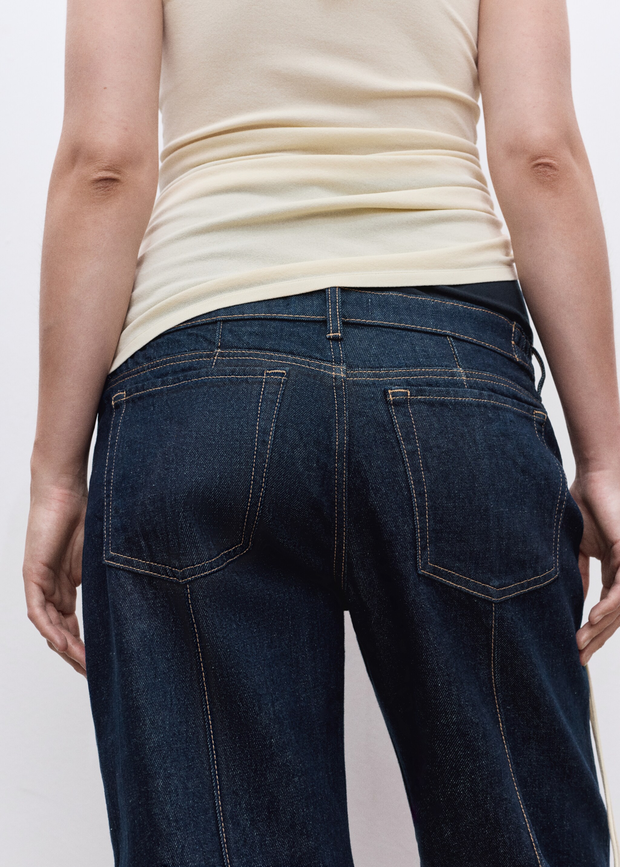 Jeans retos costuras premamá - Pormenor do artigo 6, Azul. Ref: 17015152-00.