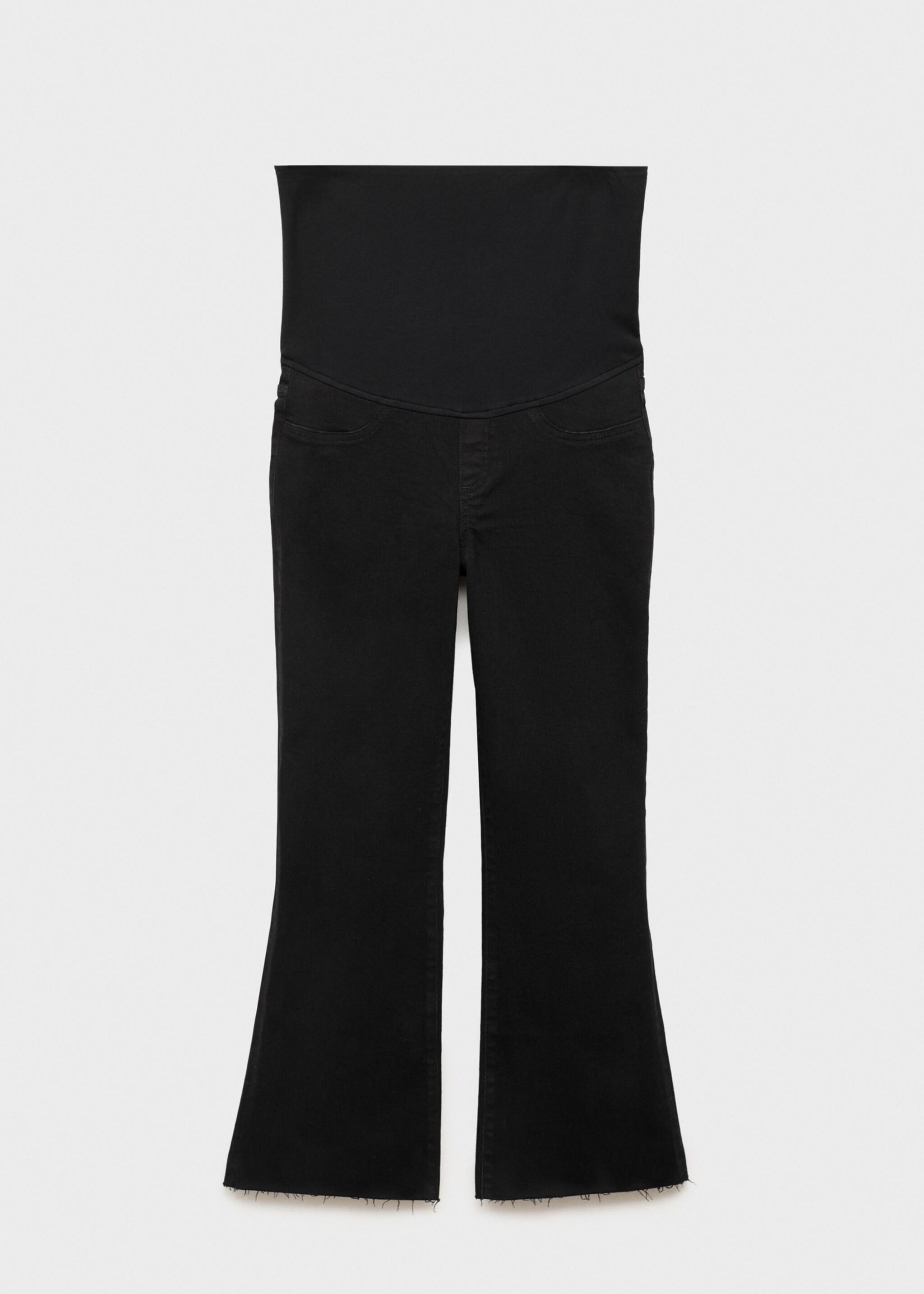 Maternity flared cropped jeans - Article without model, Black denim. Ref: 17015153-00.