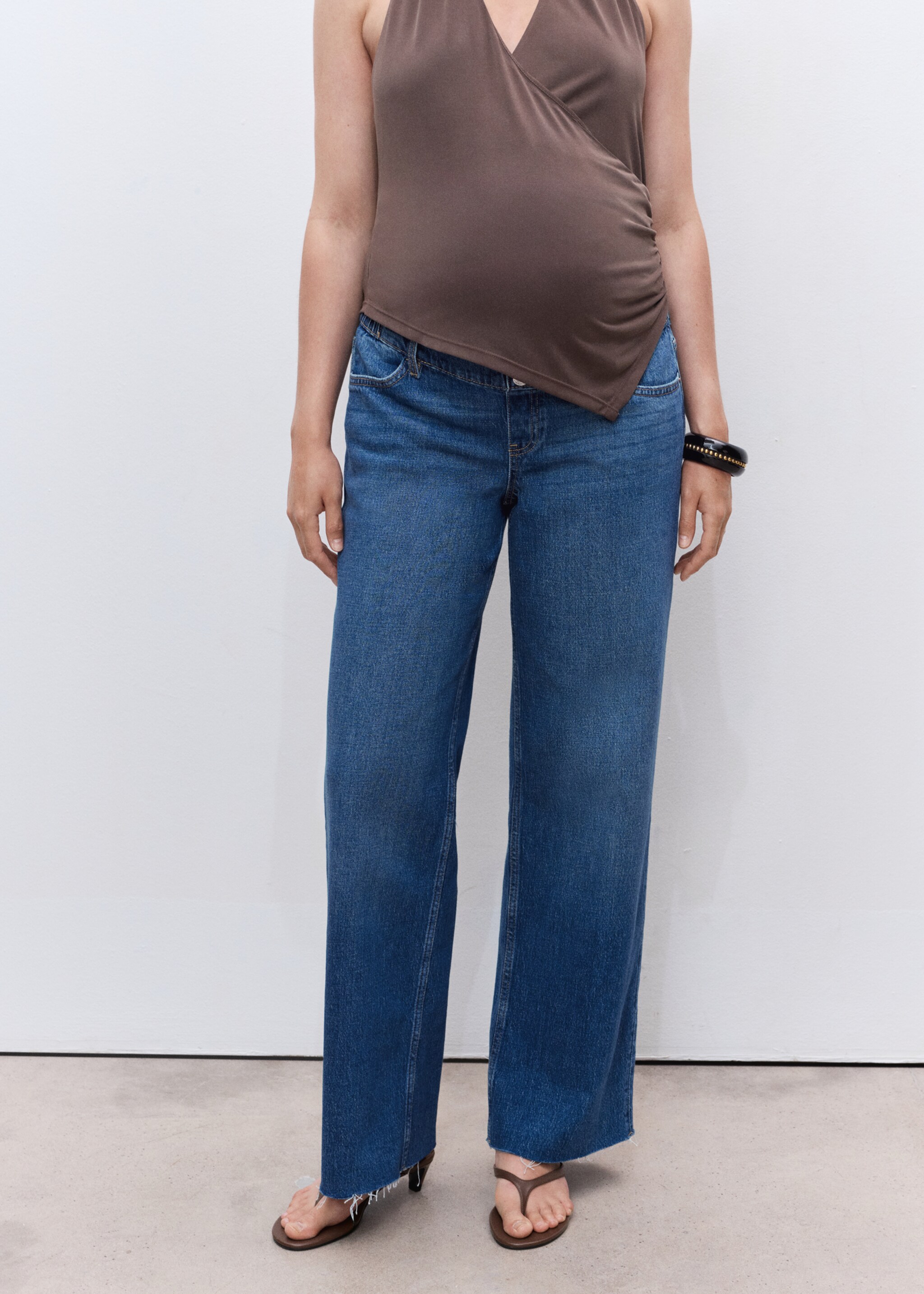 Wide-leg maternity jeans - Medium plane, Medium Blue. Ref: 17015154-00.