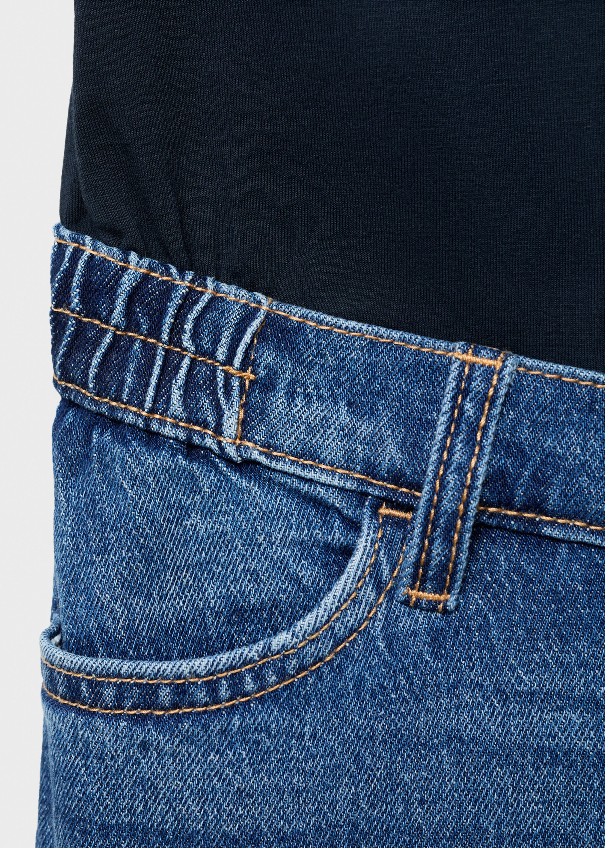 Wide-leg maternity jeans - Details of the article 8, Medium Blue. Ref: 17015154-00.